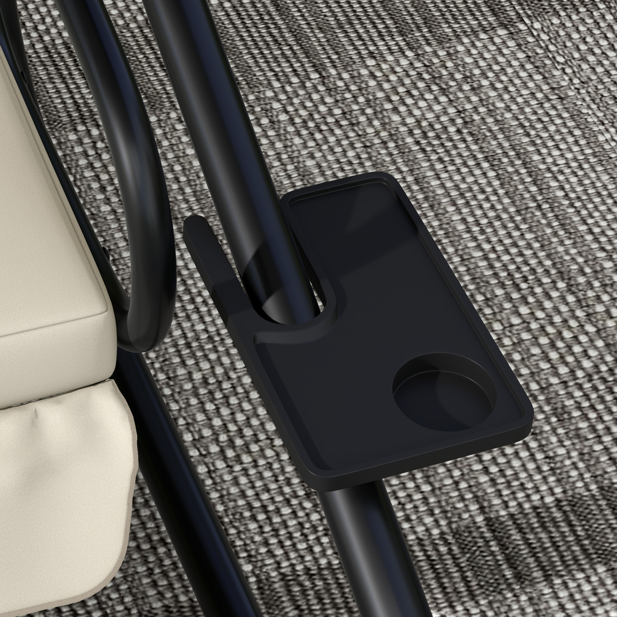 2-in-1 Hollywoodschaukel mit Liegefunktion, verstellbares Dach, bis 340 kg, Stahl, 200x120x164 cm, Cremeweiß