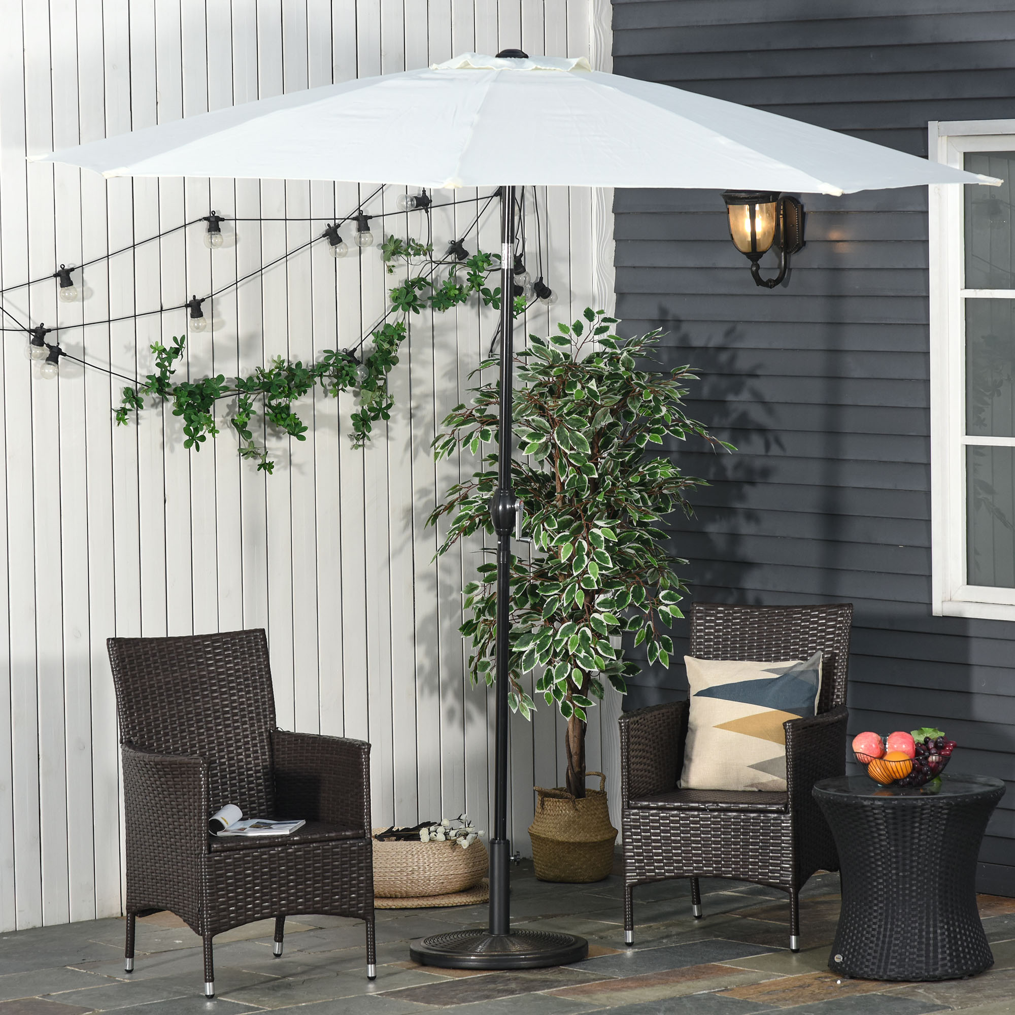 Sonnenschirmständer aus Zement 14kg Rund Schirmständer mit Rattanoptik für Sonnenschirm 35mm/38mm/48mm Rohrdurchmesser