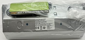 2-fach Steckdosenblock + 2x USB, silber, 250V~/ 16A, Aufbaumontage, USB 3,1A