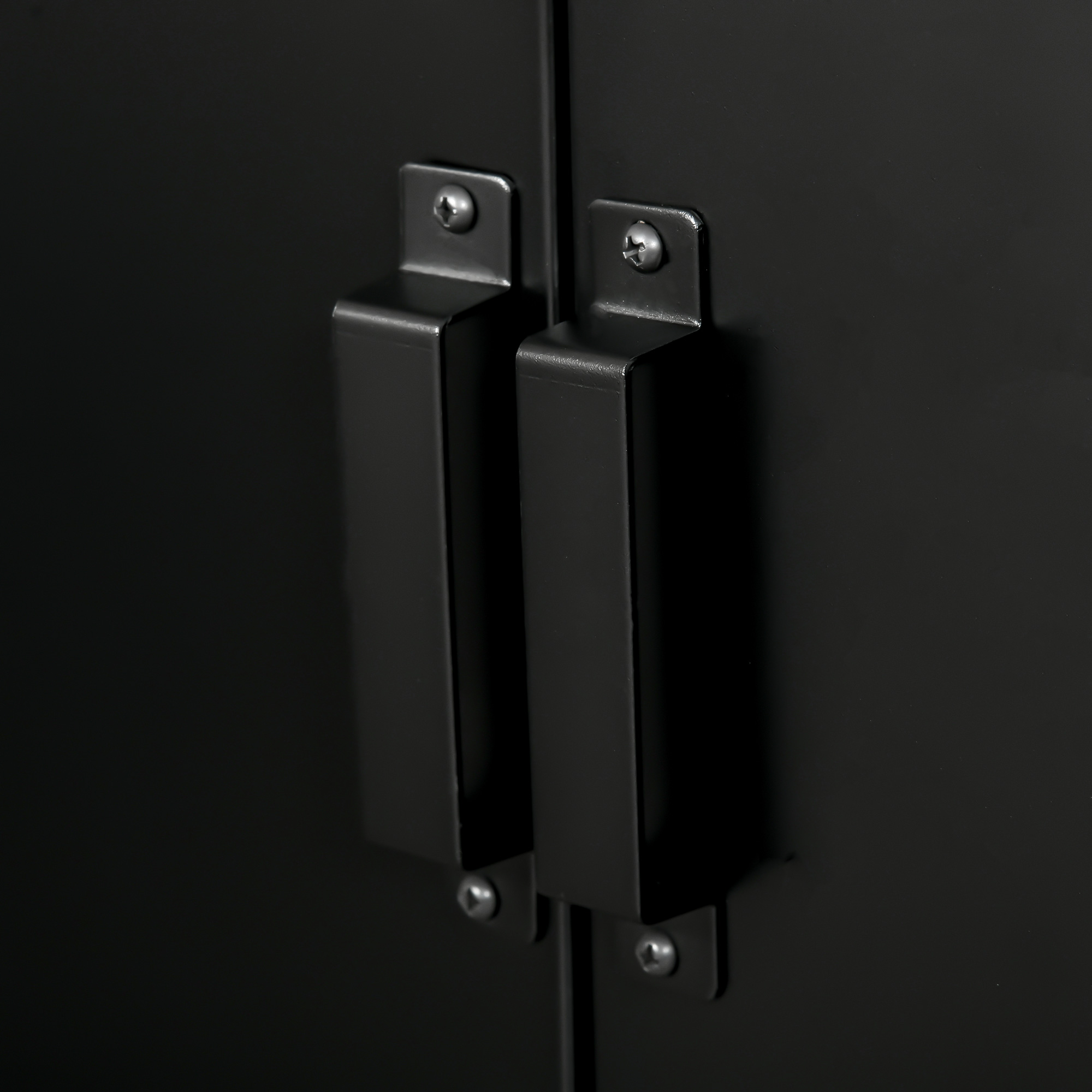 Aktenschrank Metallschrank Mehrzweckschrank mit magnetischer Lamellen-Doppeltür Verstellbarer Einlegeboden Büroschrank Aufbewahrungsschrank für Arbeitszimmer Wohnzimmer 75 x 33 x 110 cm Schwarz