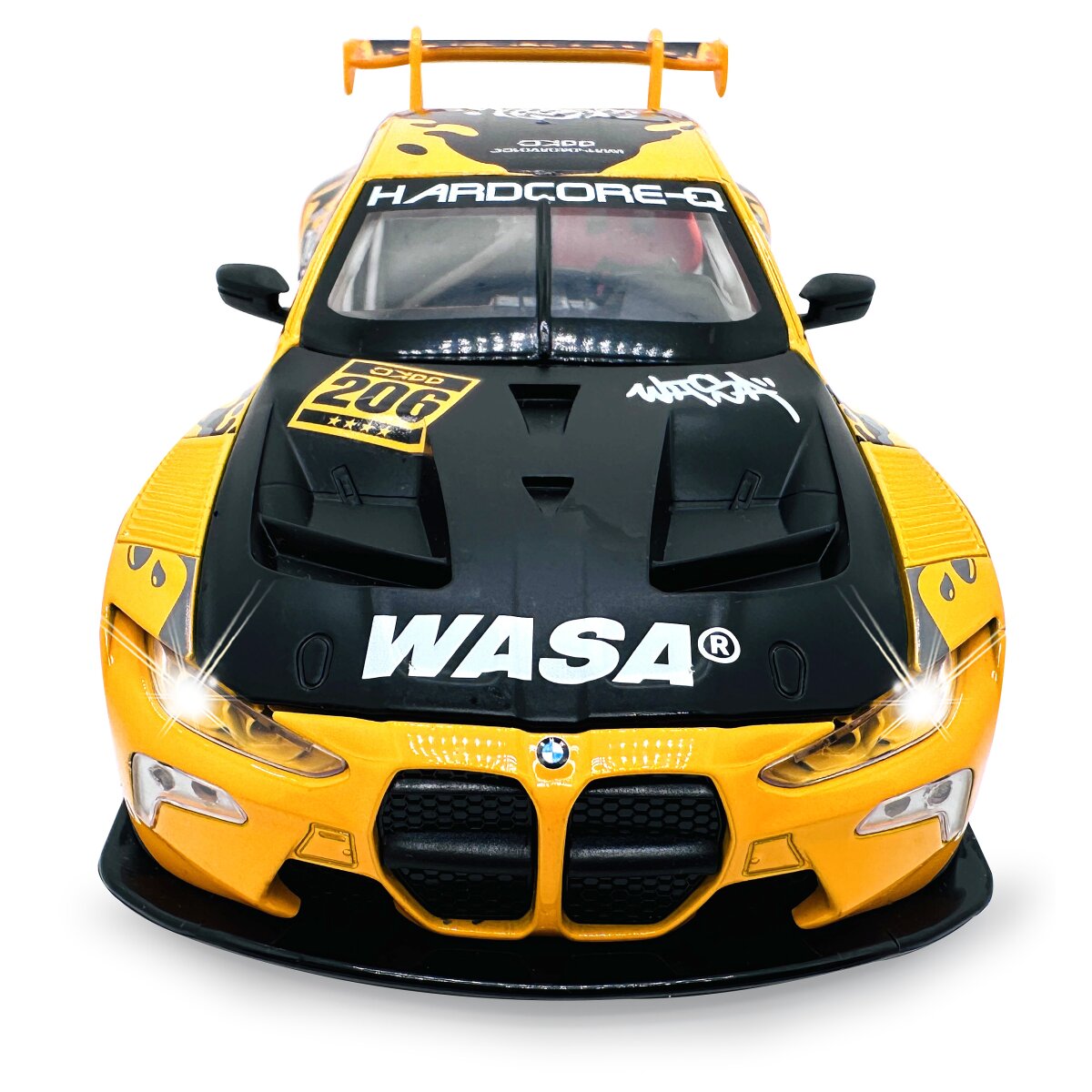 BMW M4 GT3 Diecast 1:24 gelb inkl. Knopfzellen