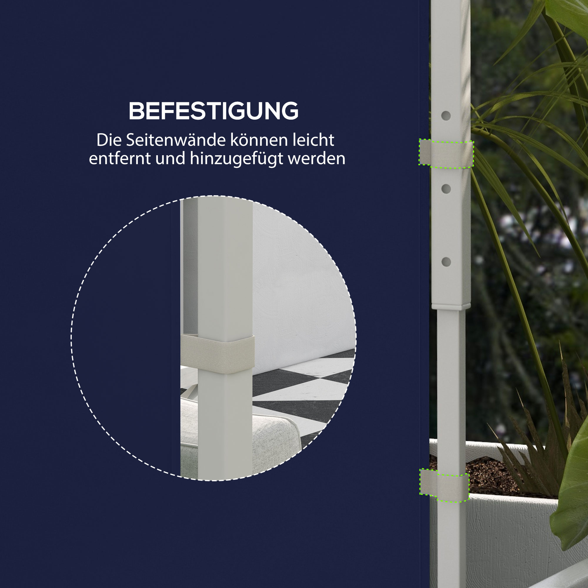 Pavillon-Vorhänge, 2er-Set, für 3x6m oder 3x3m Gartenpavillons, mit Fenstern und Türen, Blau