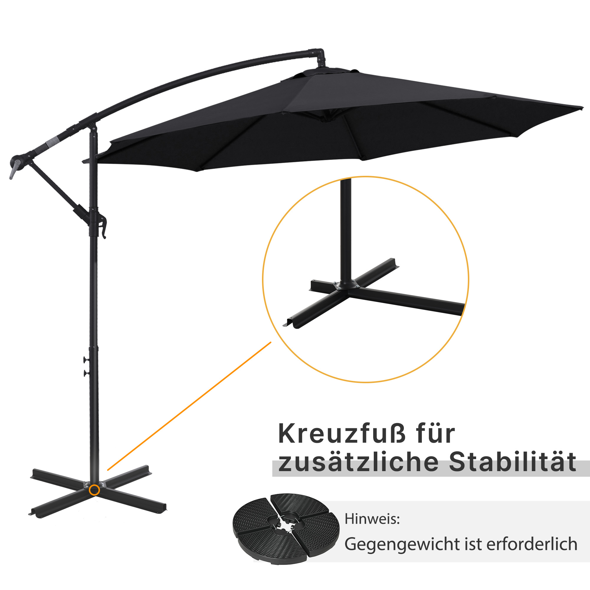 Sonnenschrim Ampelschirm Sonnenschirm mit Kurbel