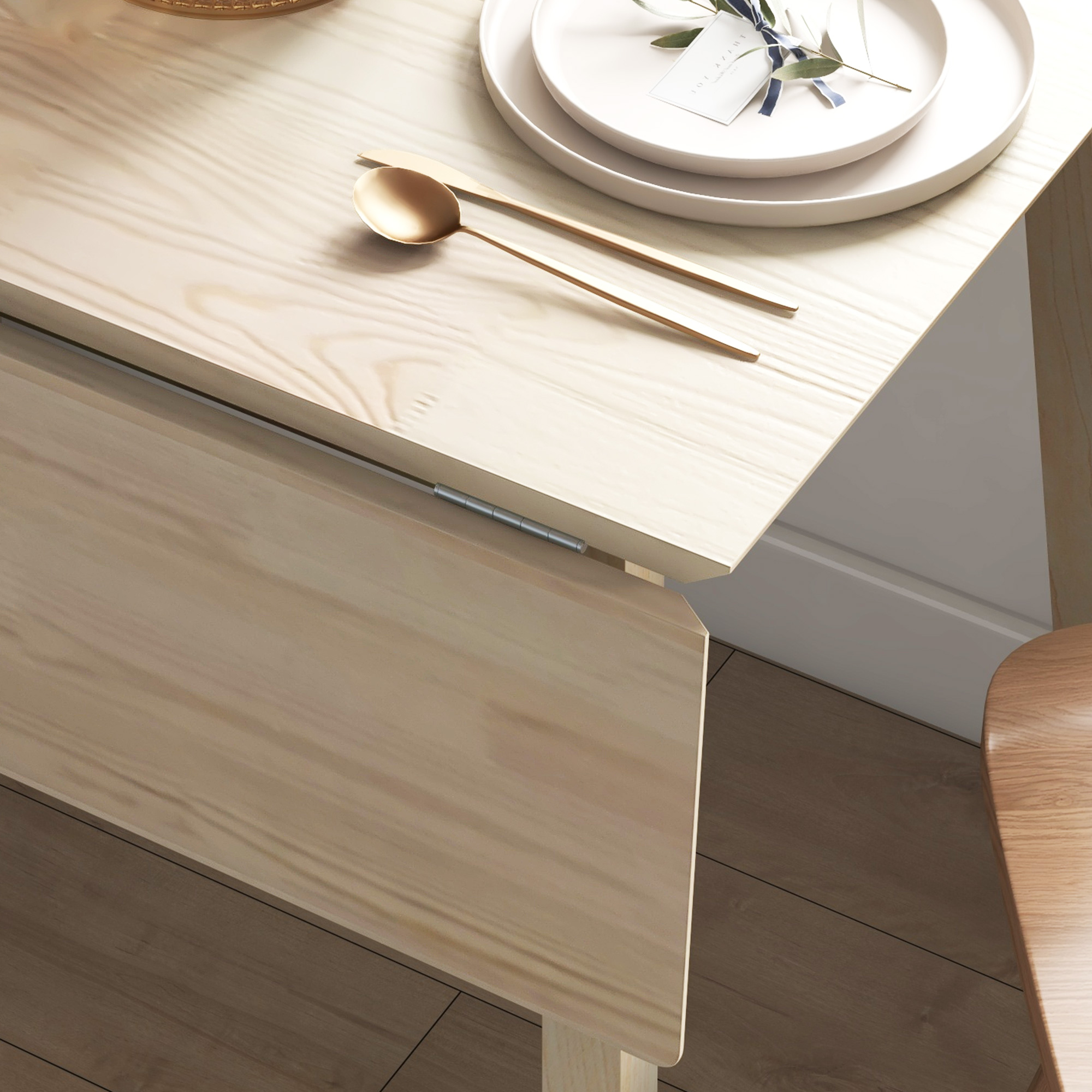 Esstisch Klapptisch Küchentisch, 2 aufklappbare Flächen, 110 x 86 x 75 cm, Natur