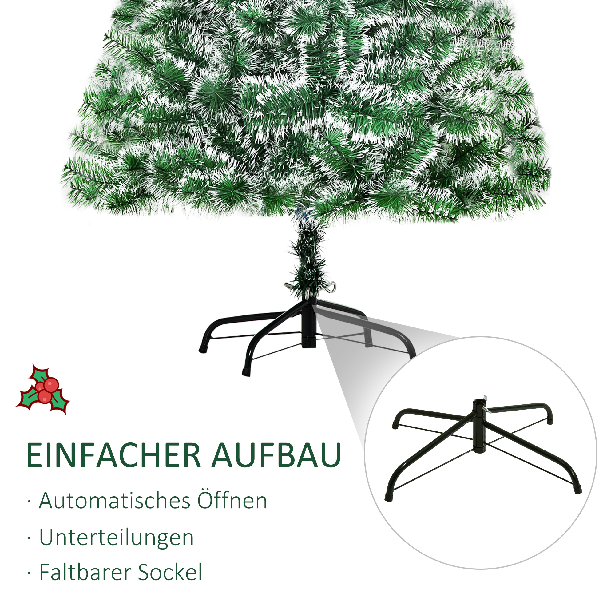 Weihnachtsbaum 1,5 m Christbaum Tannenbaum 416 Äste Metallfuß PET Grün