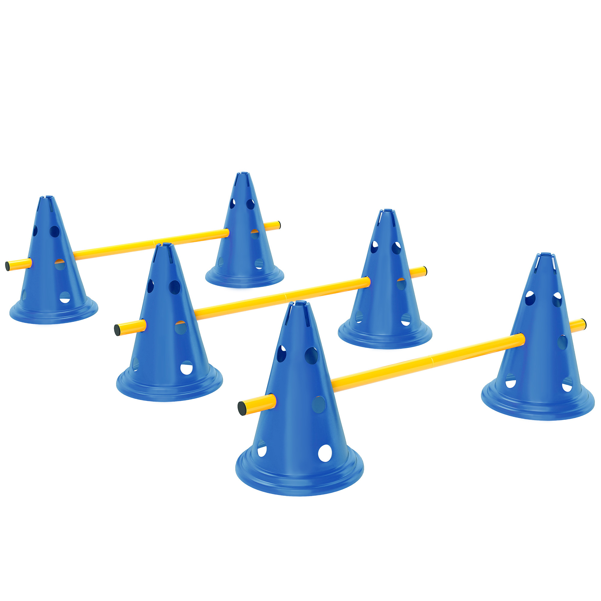 Agility Set Hunde 3-teiliges Agility-Ausrüstung für Hundetraining Steckhürdenset mit 6 Kegel 3 Hürden Tragetasche