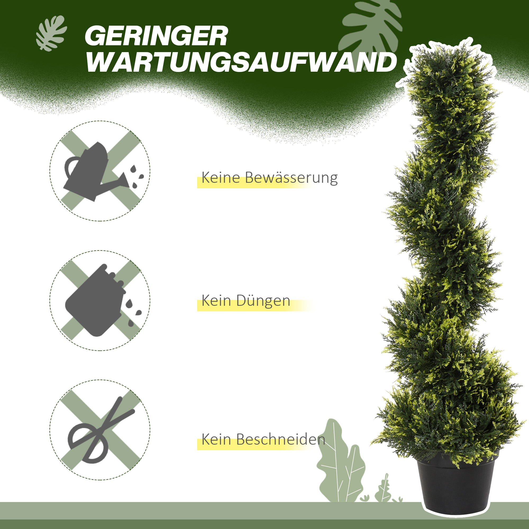 Künstliche Spiralpflanze, Spiral-Zedernbaum mit Topf, 90 cm, künstliche Zeder für Außen- und Innendekoration, Grün