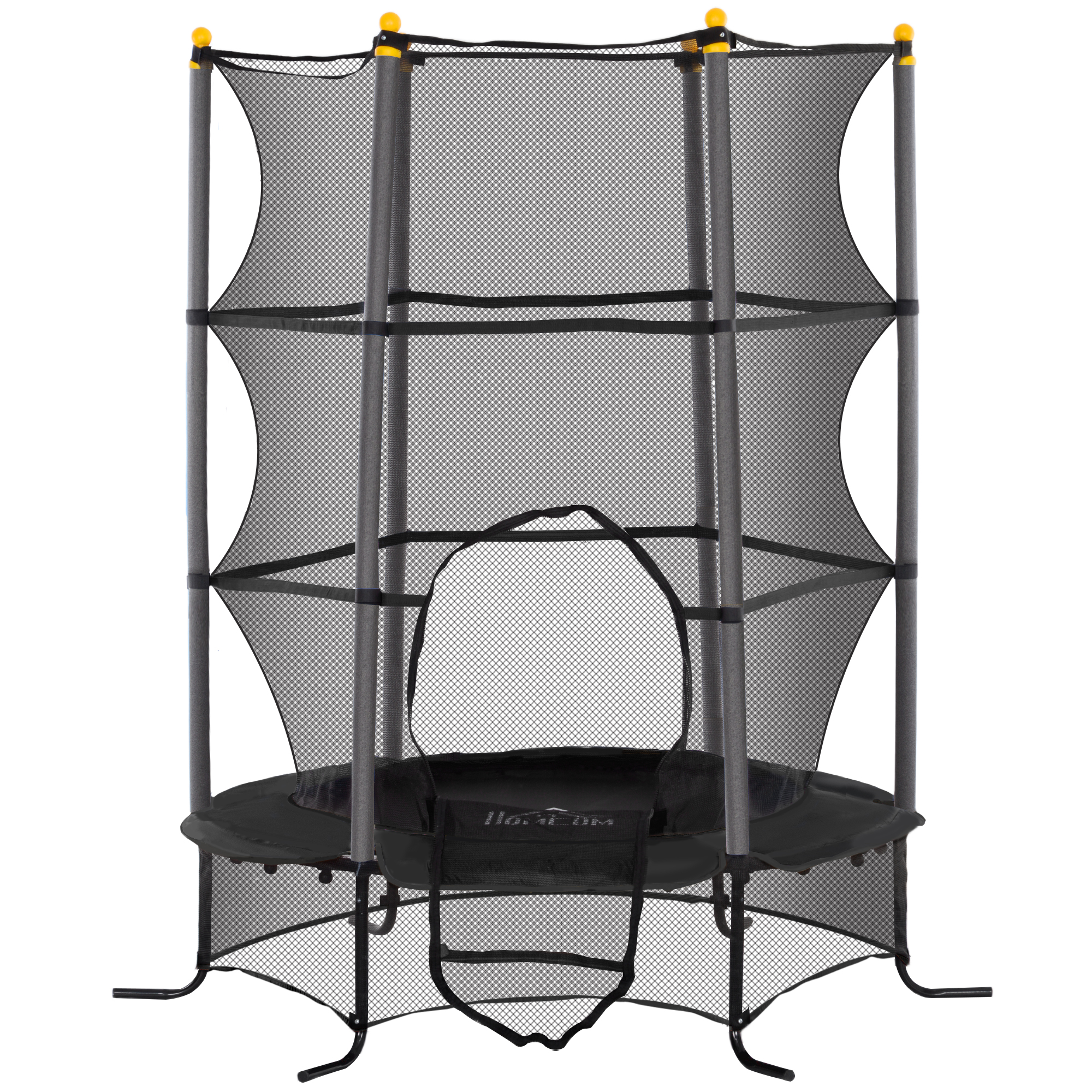 Trampolin für Kinder, Ø163 cm, mit Sicherheitsnetz, In- und Outdoor, Belastung bis 50 kg, Stahl, Kunststoff, Schwarz