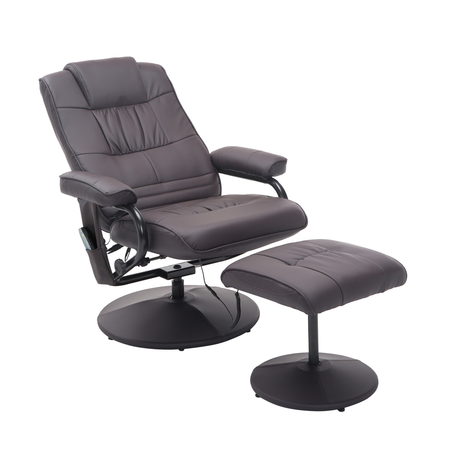 Massagesessel Relaxsessel, inkl. Fußhocker, 10 Vibrationspunkte, 1 Fernbedienung; 77 cm x 84 cm x 95 cm, Braun