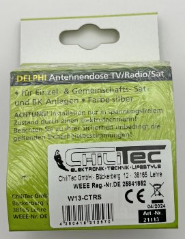 DELPHI Antennendose TV+Radio+Sat, inkl. Rahmen, UP, silber