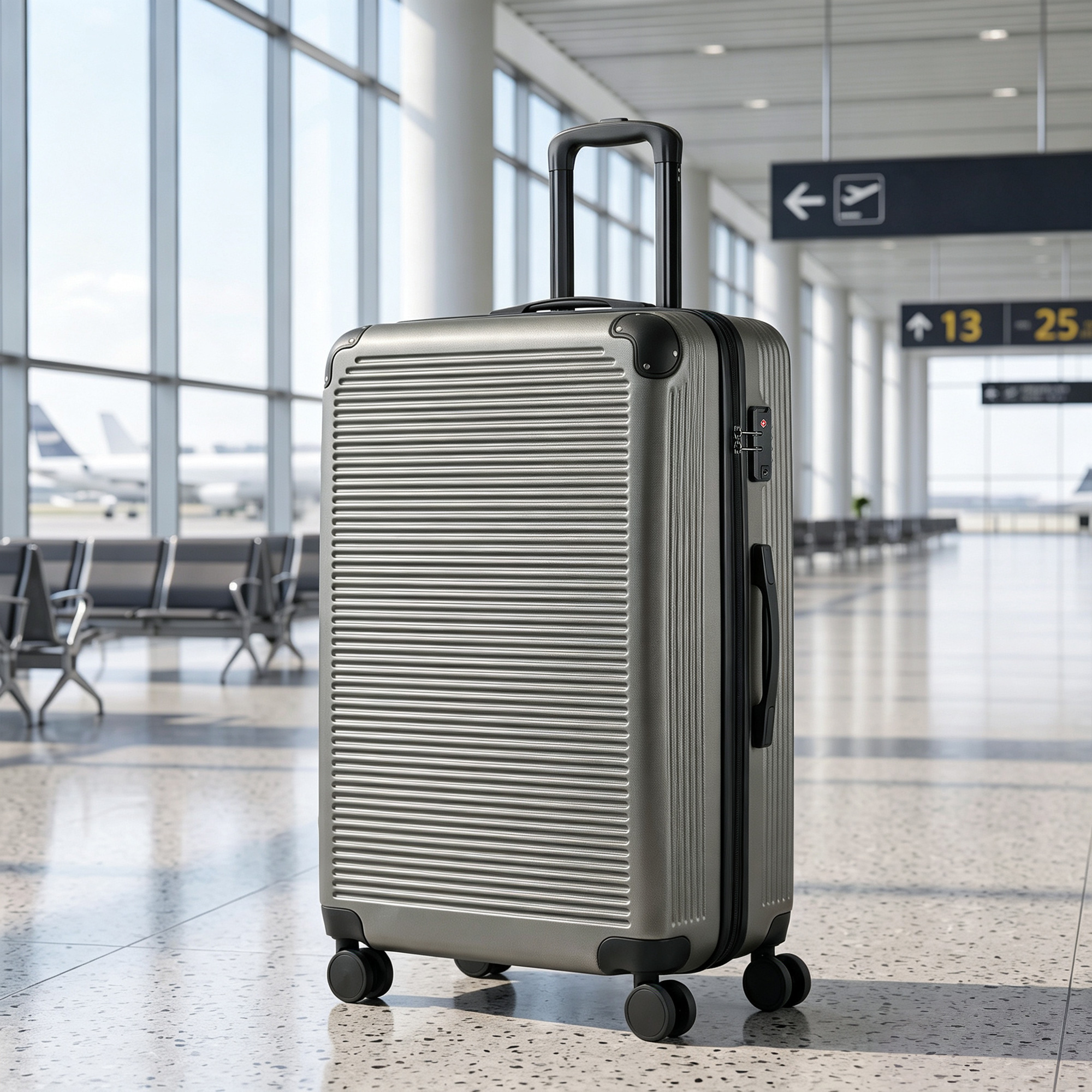 Reisekoffer Hartschale erweiterbar Rollkoffer Trolley 4 Rollen TSA Schloss 77 cm Dunkelgrau