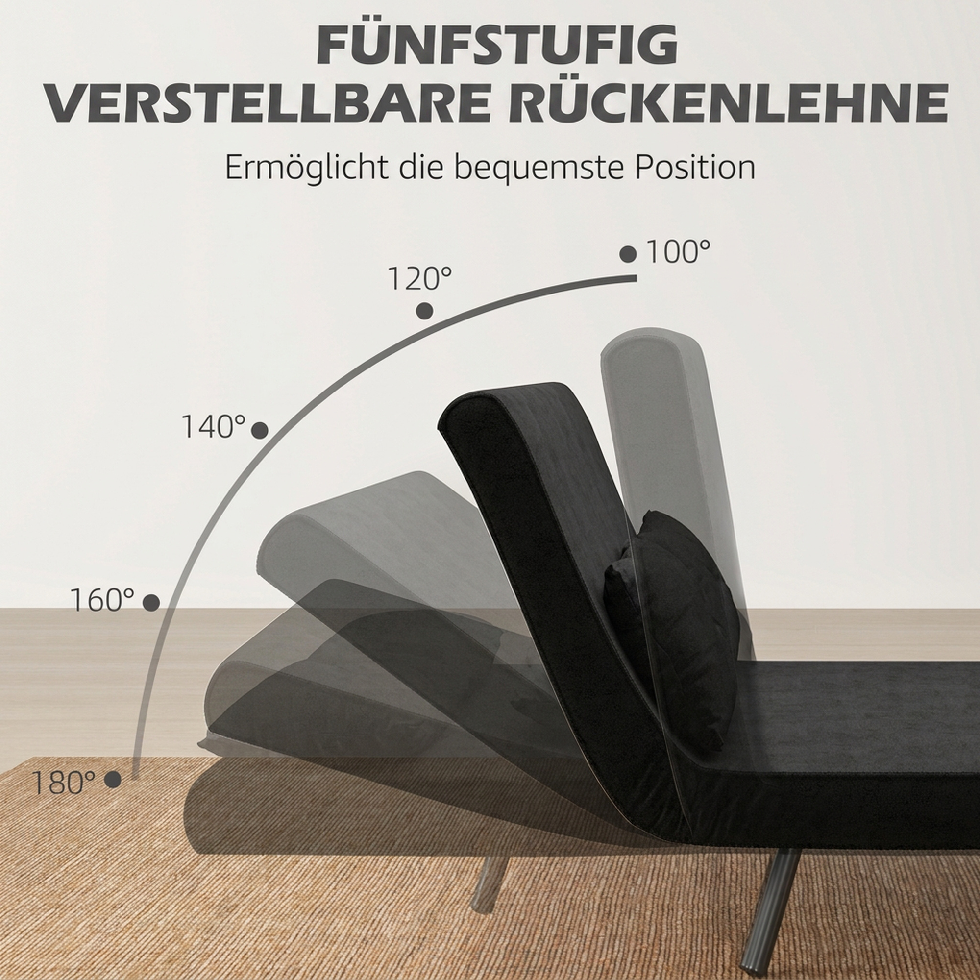 Schlafsofa 2er-Sofa Samtsofa, Schlaffunktion, inkl. 2 Kissen, Samtoptik, Schwarz
