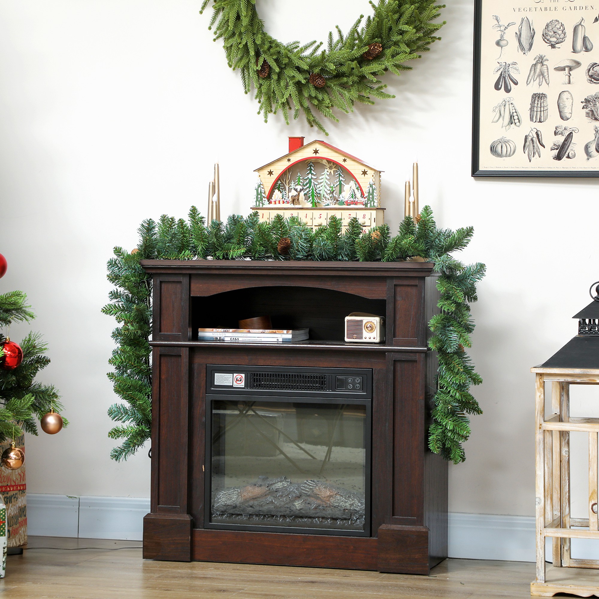 1,8 m künstliche Weihnachtsgirlande Blumendekoration mit 162 Spitzen 8 Tannenzapfen Grün