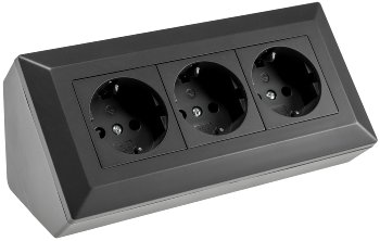 3-fach Steckdosenblock, schwarz / 250V~/ 16A, Aufbaumontage