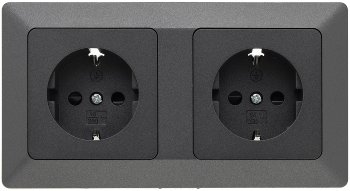 MILOS Set 2 Steckdosen + 2-fach Rahmen - 250V~/ 16A, Steckanschluss, Anthrazit MILOS Set 2 Steckdosen + 2-fach Rahmen - 250V~/ 16A, Steckanschluss, Anthrazit