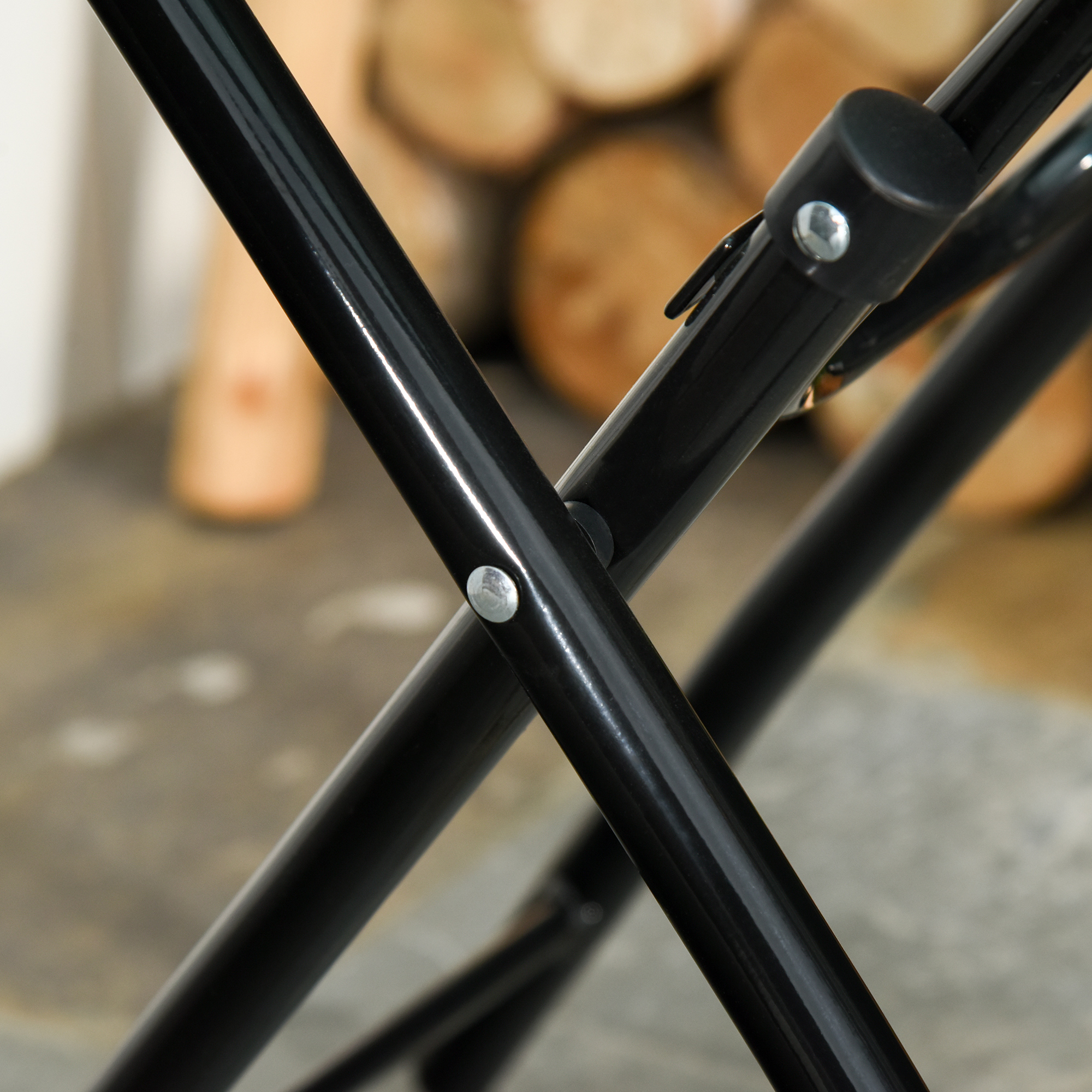 Gartentisch Beistelltisch Bistrotisch mit Glasplatte rund klappbar Metall Ø45 schwarz