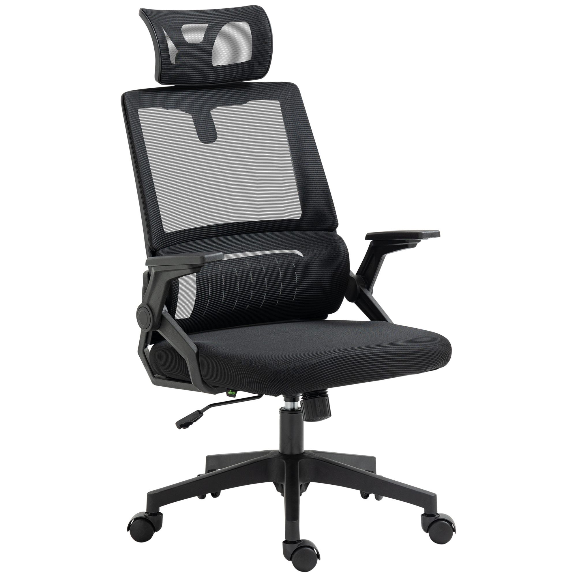 Bürostuhl Schreibtischstuhl Office-Stuhl, höhenverstellbar, 1 Kopfstütze, 60 x 61 x 121,5 cm. Schwarz