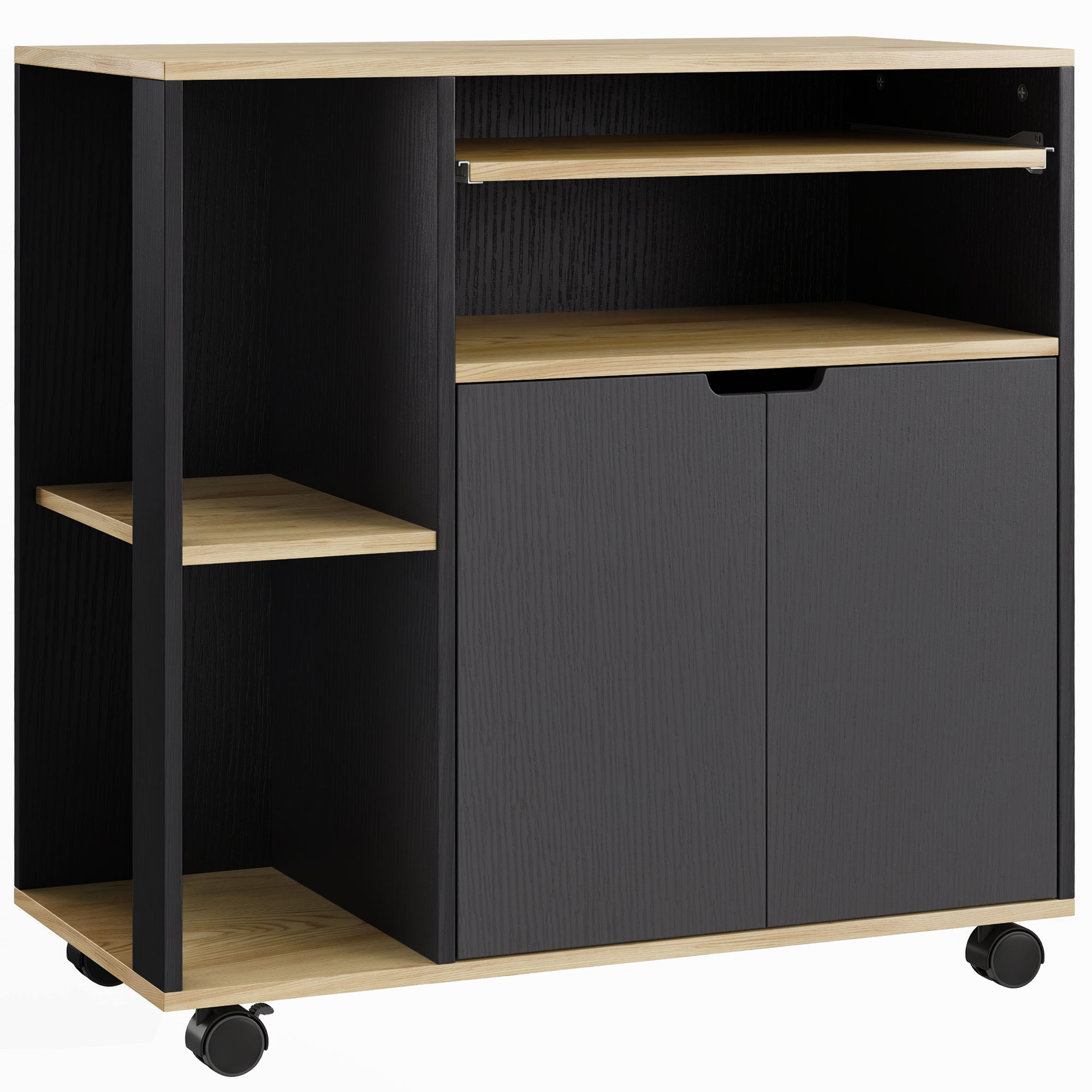 rollender Küchenwagen mit Stauraum, Schrank, verstellbare Regale, für Küche, Wohnzimmer, Esszimmer, Schwarz