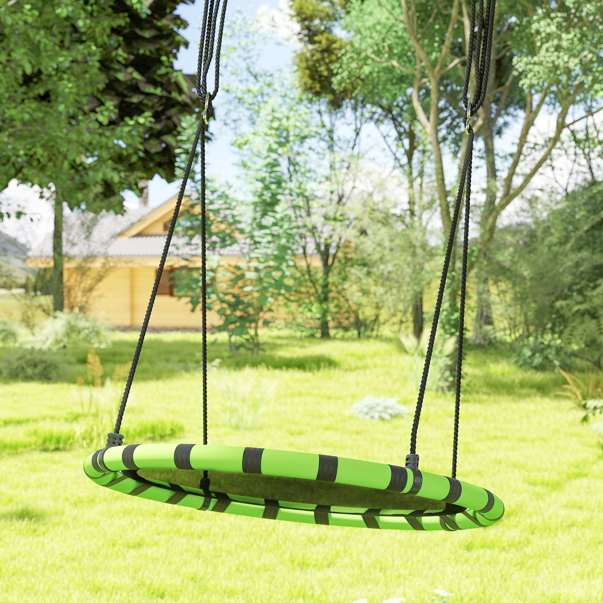 Kinderschaukel, 150 kg belastbar, Ø100 x 180H cm, Metall, Schaumstoff, Schwarz