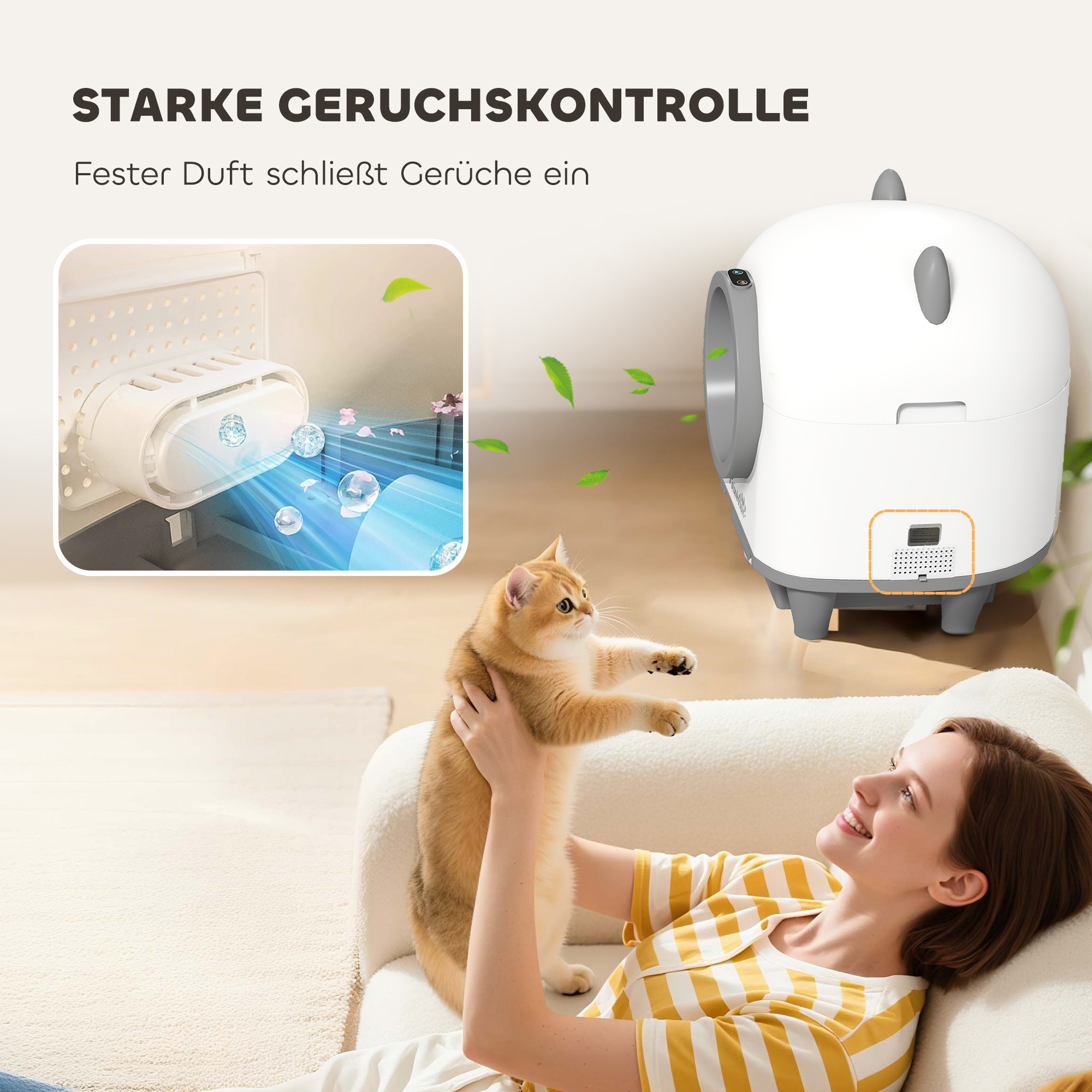 selbstreinigende Katzentoilette mit App-Steuerung 80 L Geruchsbeseitigung für mehrere Katzen