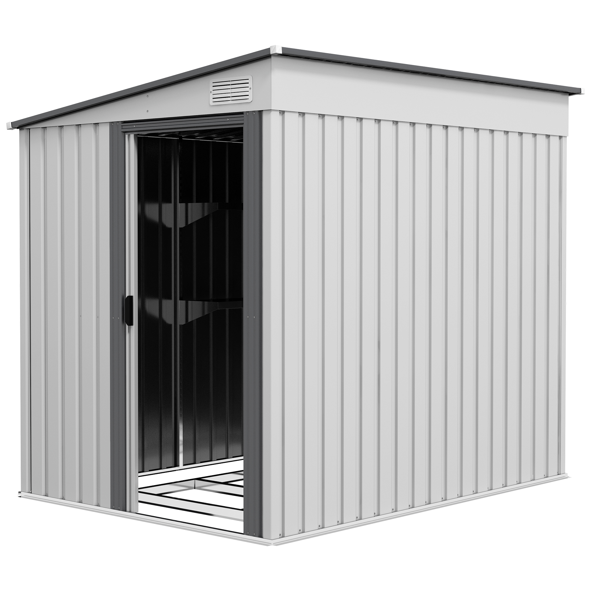 Metall Gerätehaus 2,81m² 154x206,5x181 cm Geräteschuppen mit Pultdach Fundament