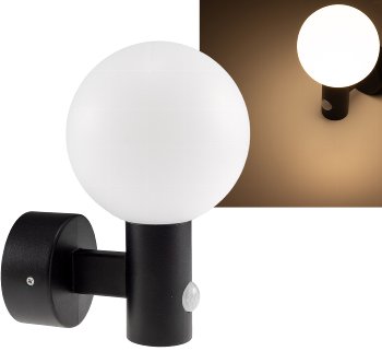 LED Wandleuchte "LAMU" mit PIR-Sensor - IP65, 15W, schwarz, 3000k / warmweiß LED Wandleuchte "LAMU" mit PIR-Sensor - IP65, 15W, schwarz, 3000k / warmweiß