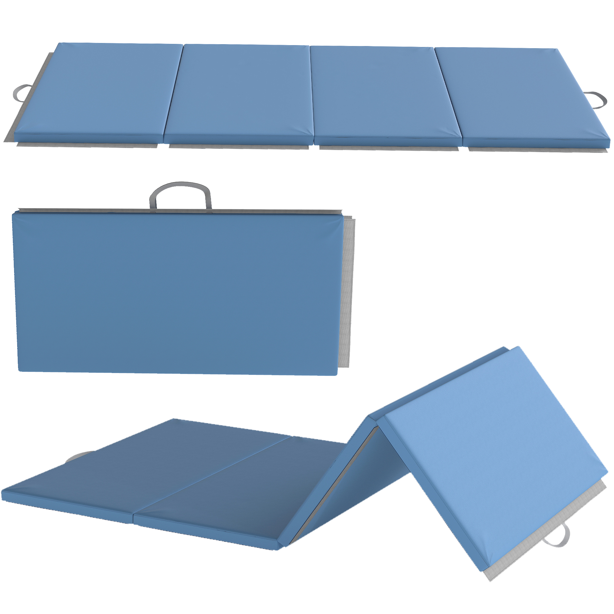 Trainingsmatte, Faltbare Fitnessmatte Sportmatte mit Griffen für Yoga, MMA, Fitness, Pilates 240 x 120 x 5 cm Hellblau