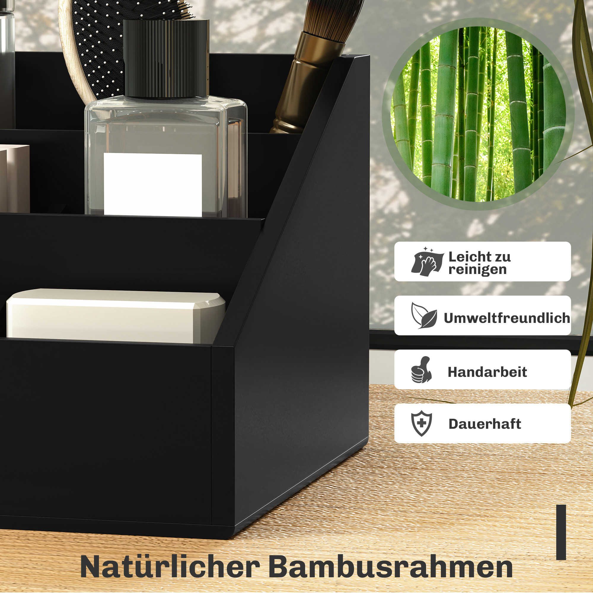 Schreibtischorganizer 2 Schubladen Aufbewahrungsbox Büro Box Organisation Schwarz 33 x 20,5 x 15,5 cm