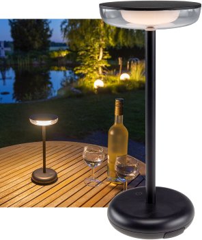 LED Akku-Tischleuchte "Foco Luz", 2900K, IP44, dimmbar, 26cm, matt schwarz LED Akku-Tischleuchte "Foco Luz", 2900K, IP44, dimmbar, 26cm, matt schwarz