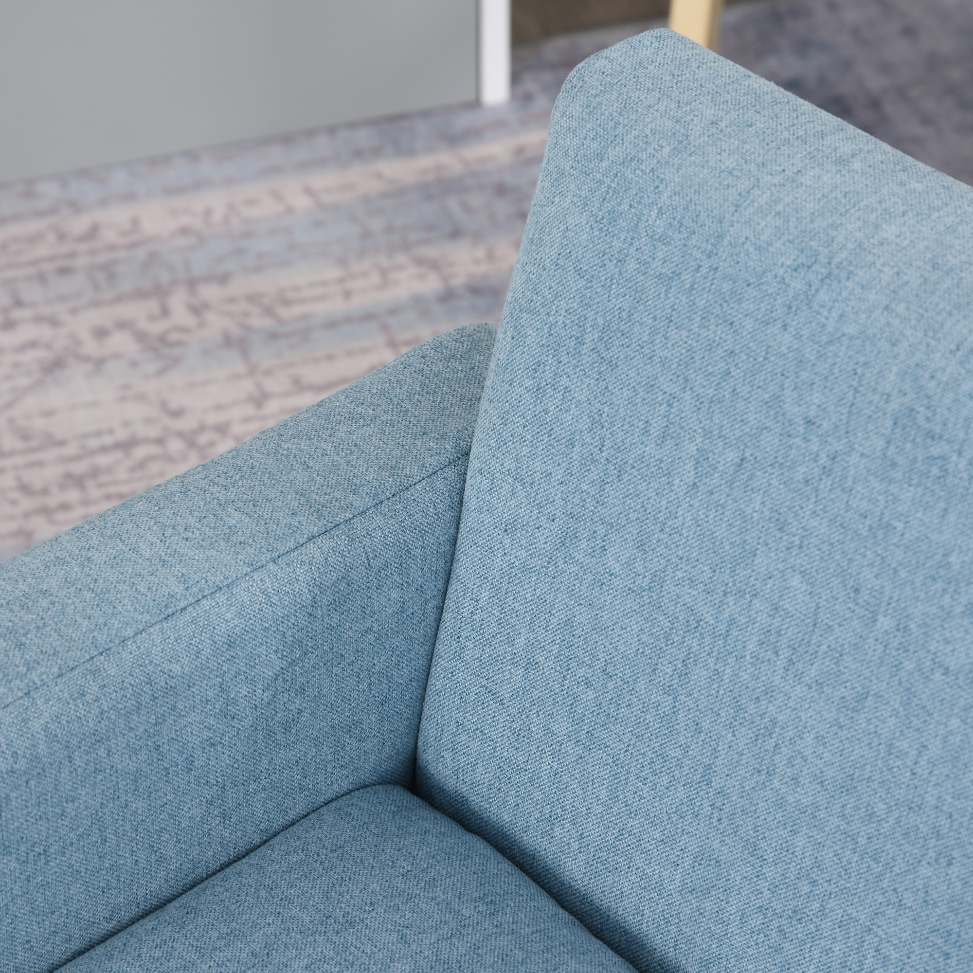 Kindersessel Kindersofa mit dickem Schaumstoff und dicken Sitzkissen Kindercouch Stuhl Liegesofa mit Anti-Rutsch-Füßen für 3-5 Jahre Kinder Holz Leinen Schaumstoff Blau 49x45x44,5 cm