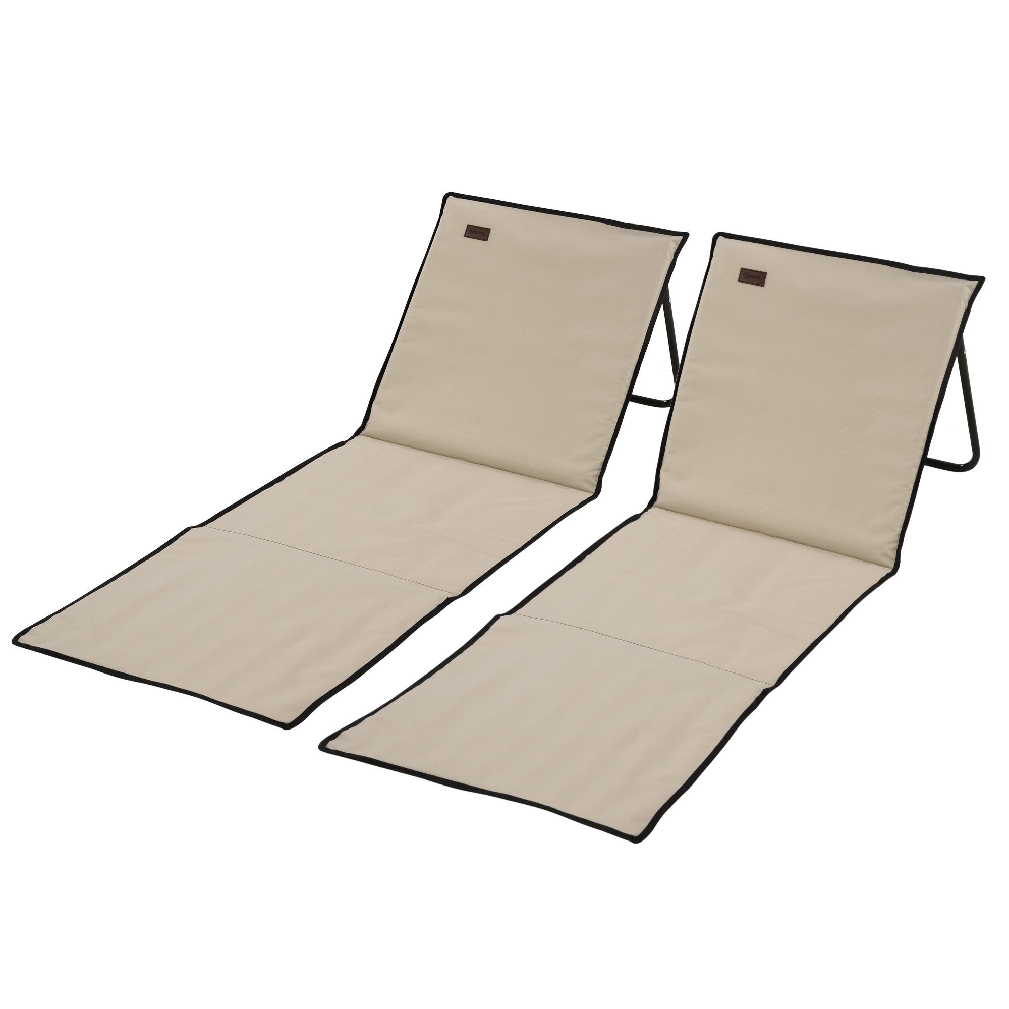 Strandliege, klappbar, verstellbare Rücklehne, Seitentasche, weiche Polsterung, Stahlrahmen, Beige, 142x51x40cm