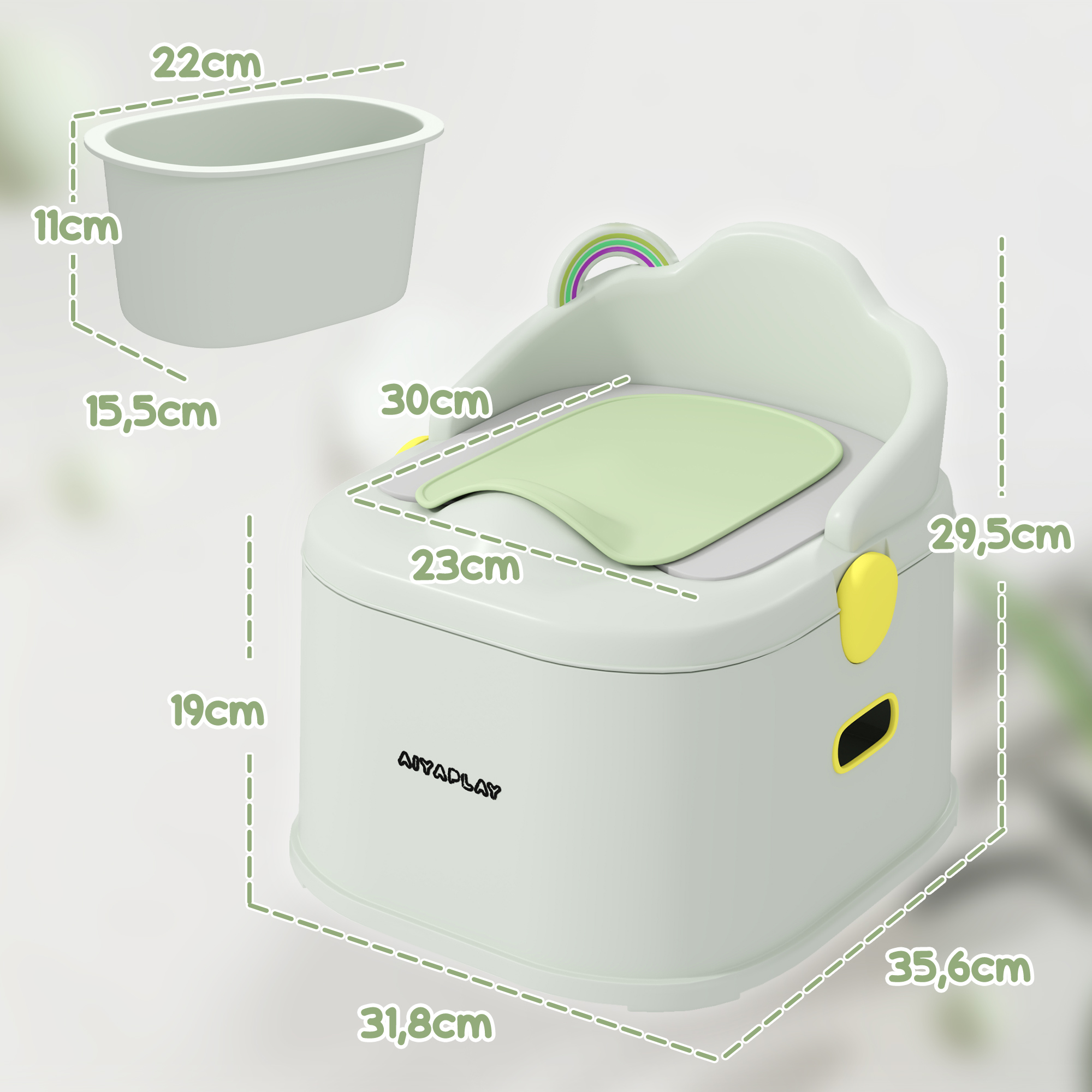 Kinder-Töpfchen, 3-in-1, abnehmbarer Aufsatz, Kunstleder-Sitzpolster, max. 50 kg, Grau