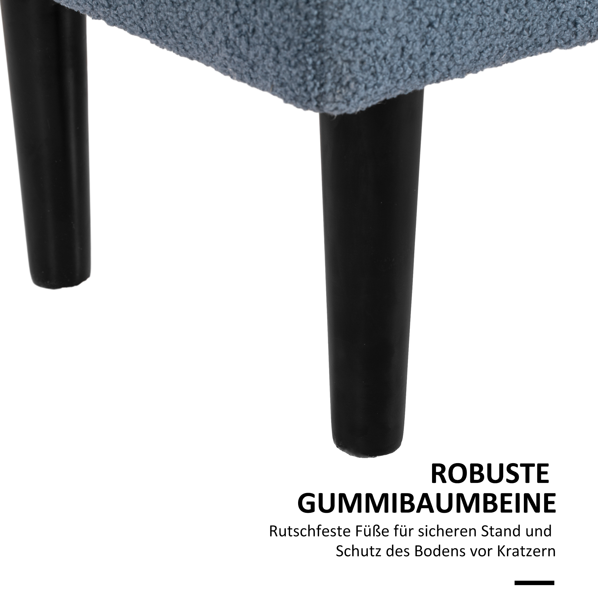 Polsterbank mit Stauraum, Sitztruhe, Kaschmiroptik, bis 120 kg, Naturholzrahmen, 95 x 38 x 45 cm, Blau