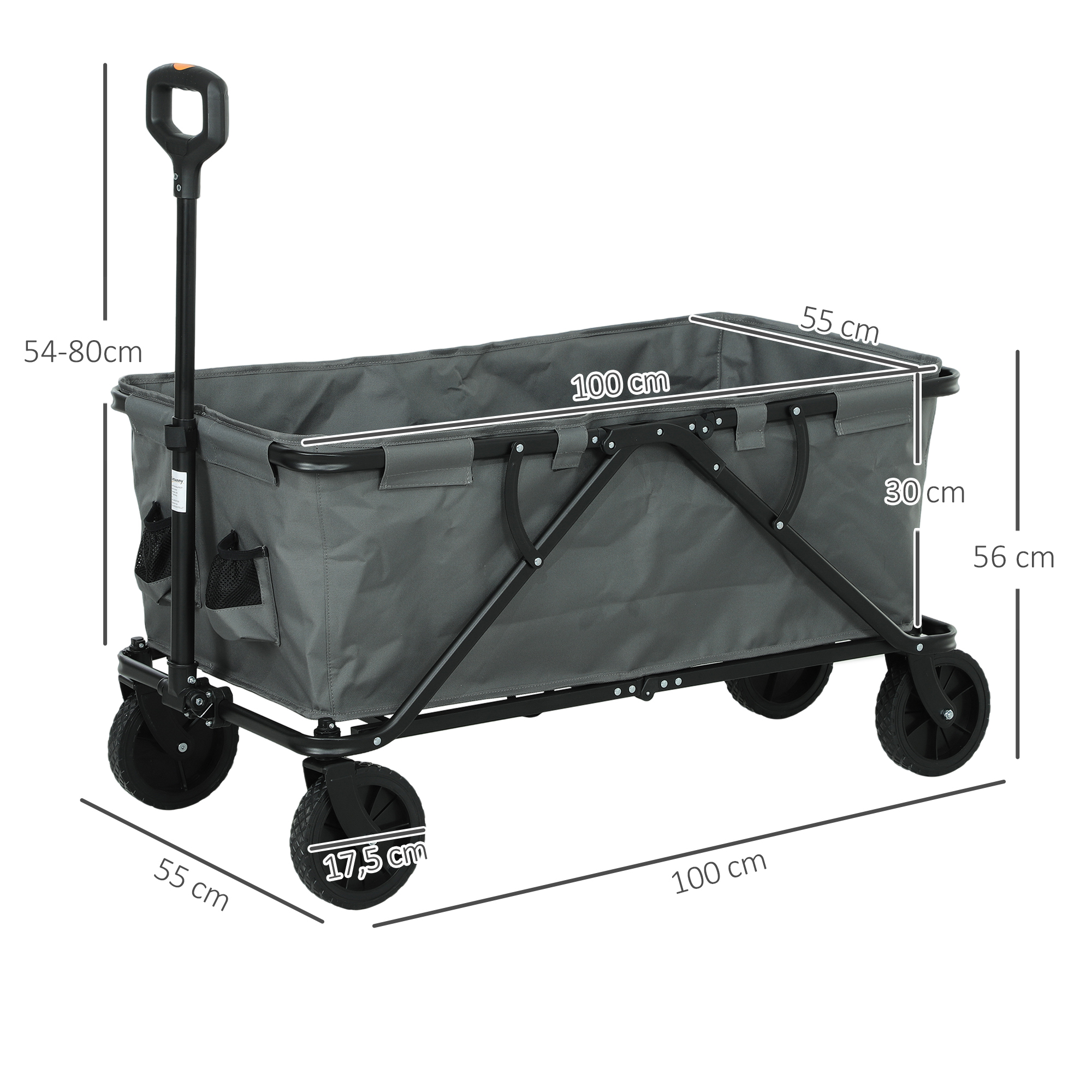 Gartenwagen 120 kg belastbar, klappbar Transportwagen mit herausnehmbare Plane 160 Liter Dunkelgrau