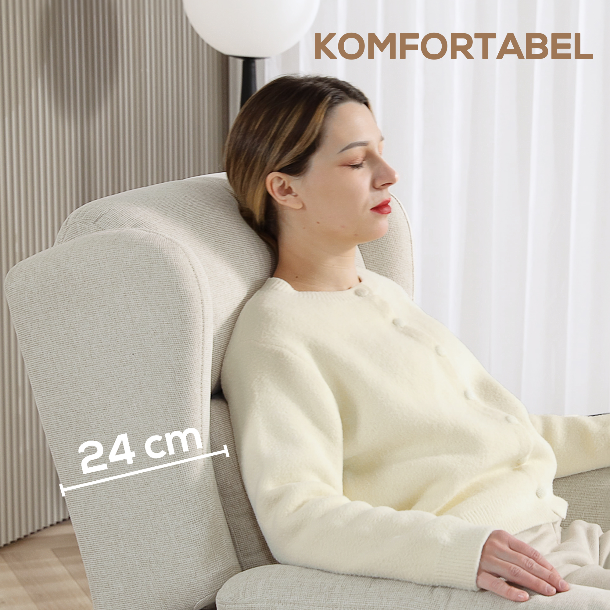 Relaxsessel, Verstellbarer Polstersessel mit Fußstütze, 160° neigbar, Leinenoptik, schneller Aufbau, Beige