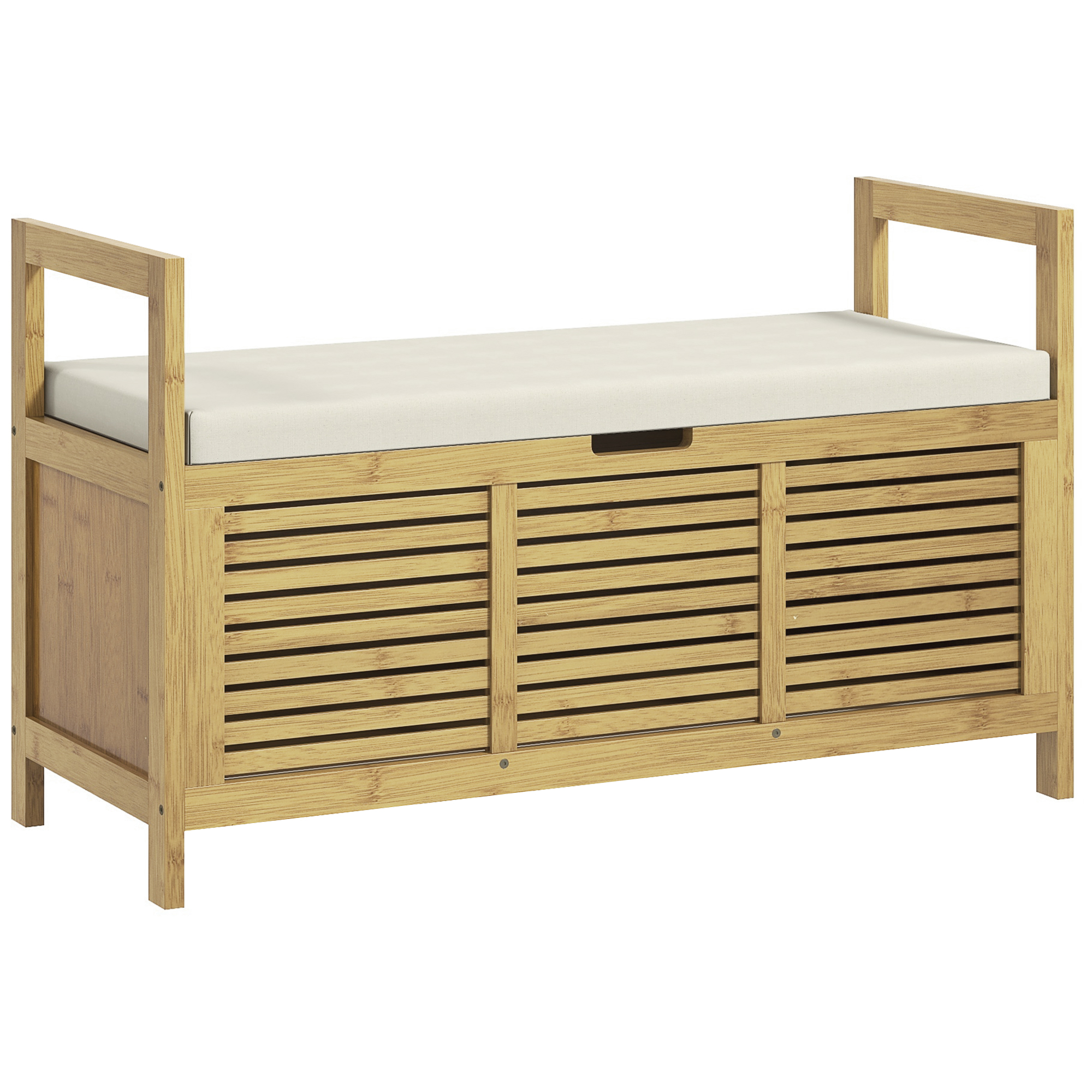 Schuhablage mit Stauraum, Schuhbank, weiche Sitzfläche, Bambus, 100x40x60 cm