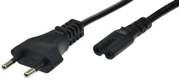 Netzkabel Eurostecker > Doppelnutstecker / H03VVH2-F2G, 0,75 mm², 2,5A/250V, 1,5m