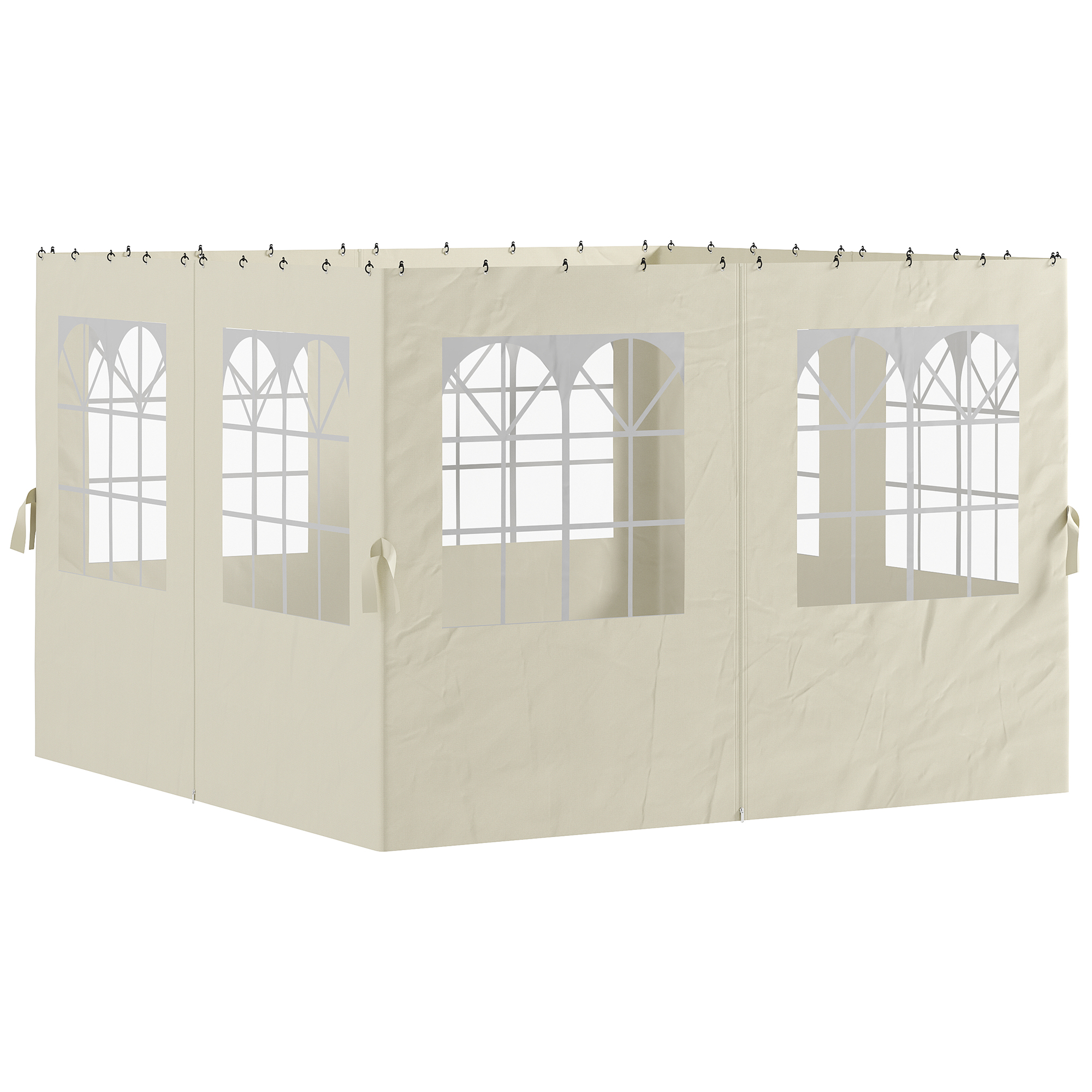 Pavillon-Seitenwände, 4 Seitenwand-Paneele für Gartenpavillon, mit Reißverschluss, 3 x 4 m Pavillon, Cremeweiß