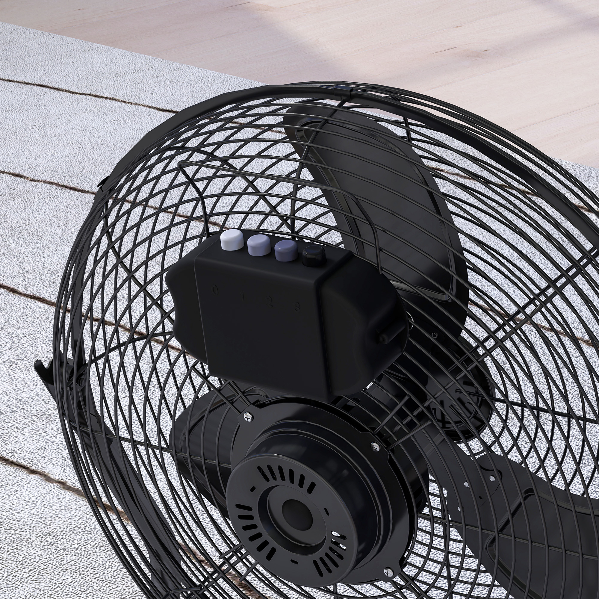 Ventilator für den Schreibtisch, Klimaanlage, 4 Geschwindigkeiten, drehbar, Schwarz