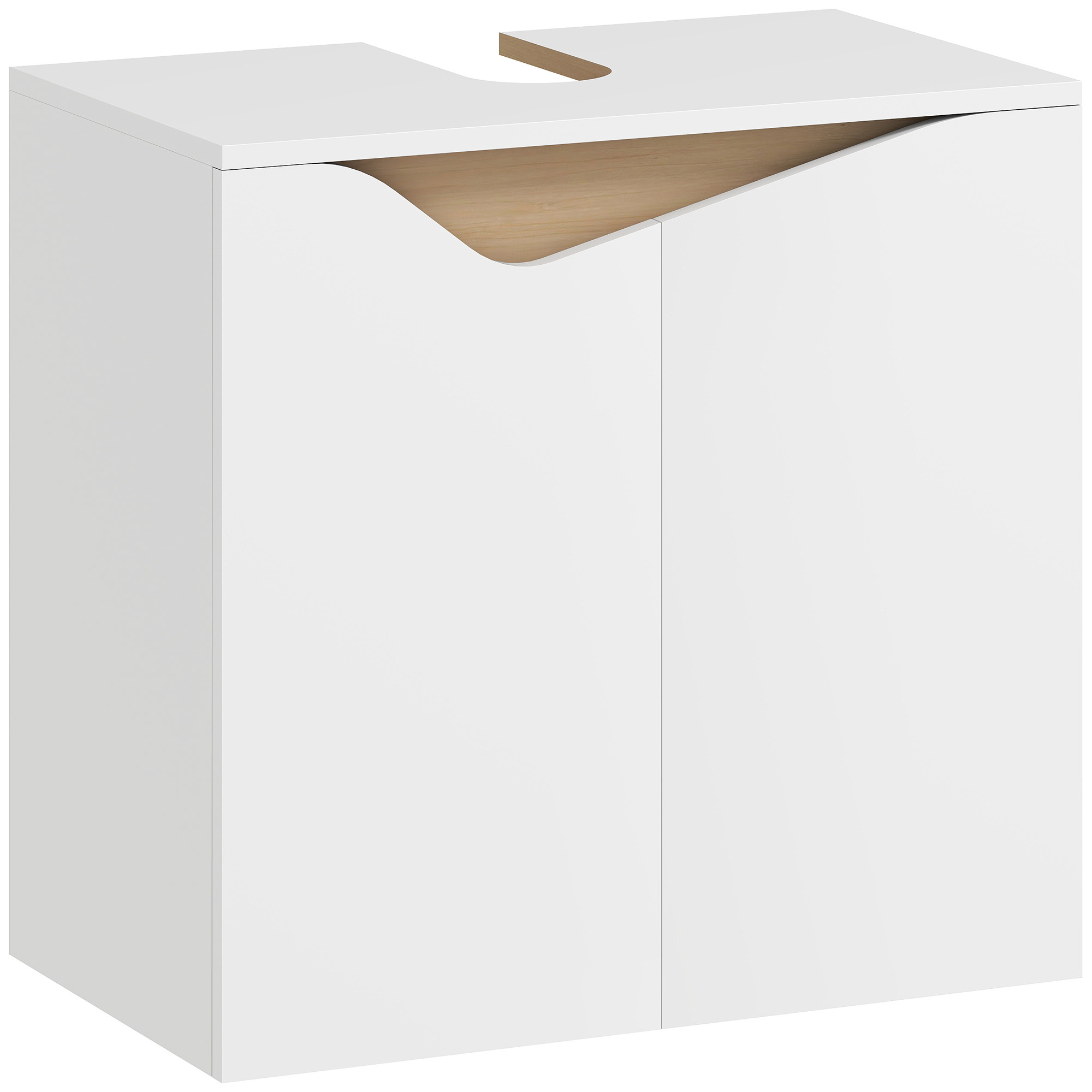 Waschbeckenunterschrank, Badezimmer Unterschrank mit Soft-Close-Türen, Weiß, 60 x 35 x 57,9 cm