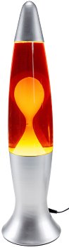 Lavalampe "CTL-ROGE LED" 40cm / Wasser: Rot, Wachs: Gelb, Body: Silber