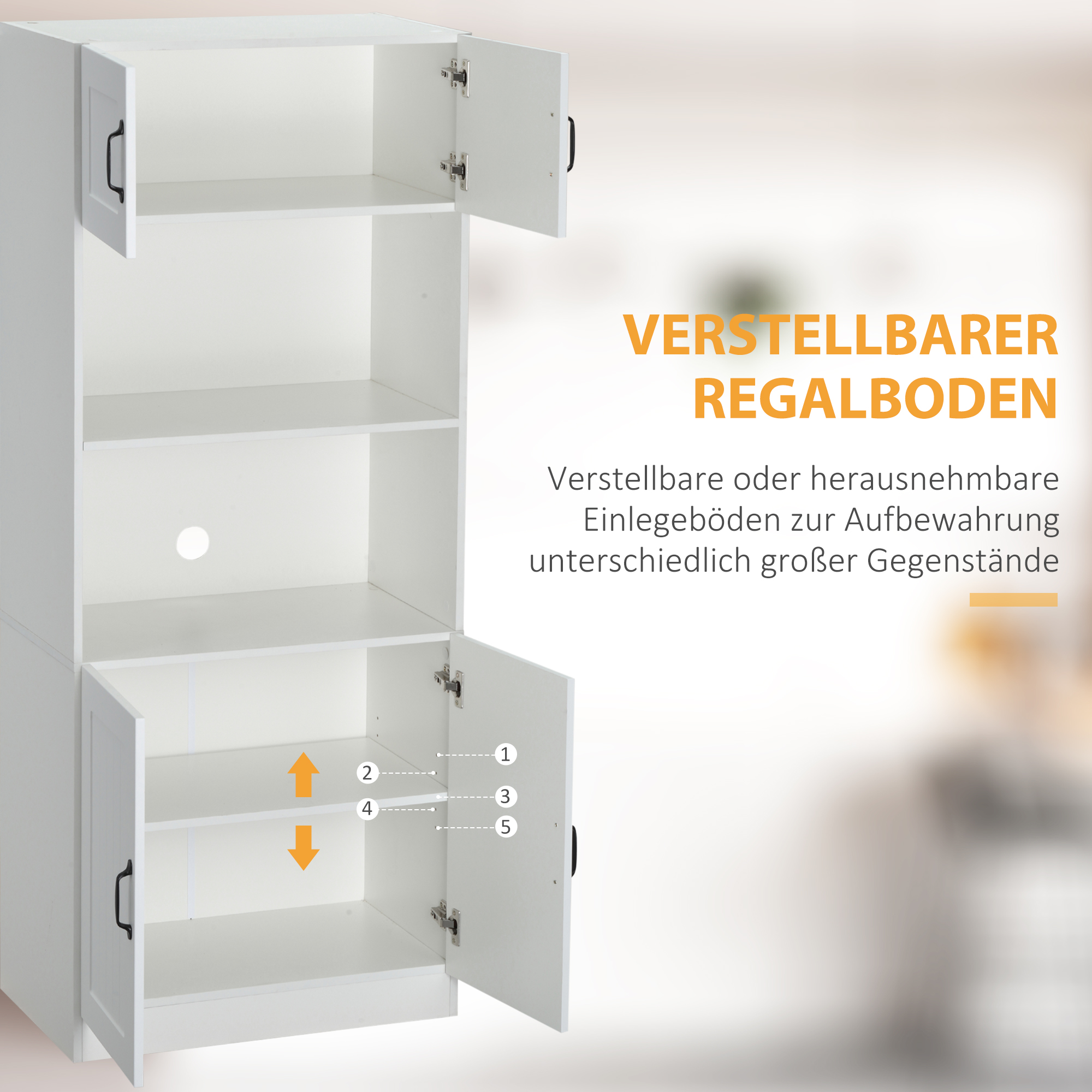 Küchenschrank Küchenbüffet Schrank, Landhausstil, 2 Schränke, 2 Regale,  70 cm x 40 cm x 170 cm Weiß + Schwarz