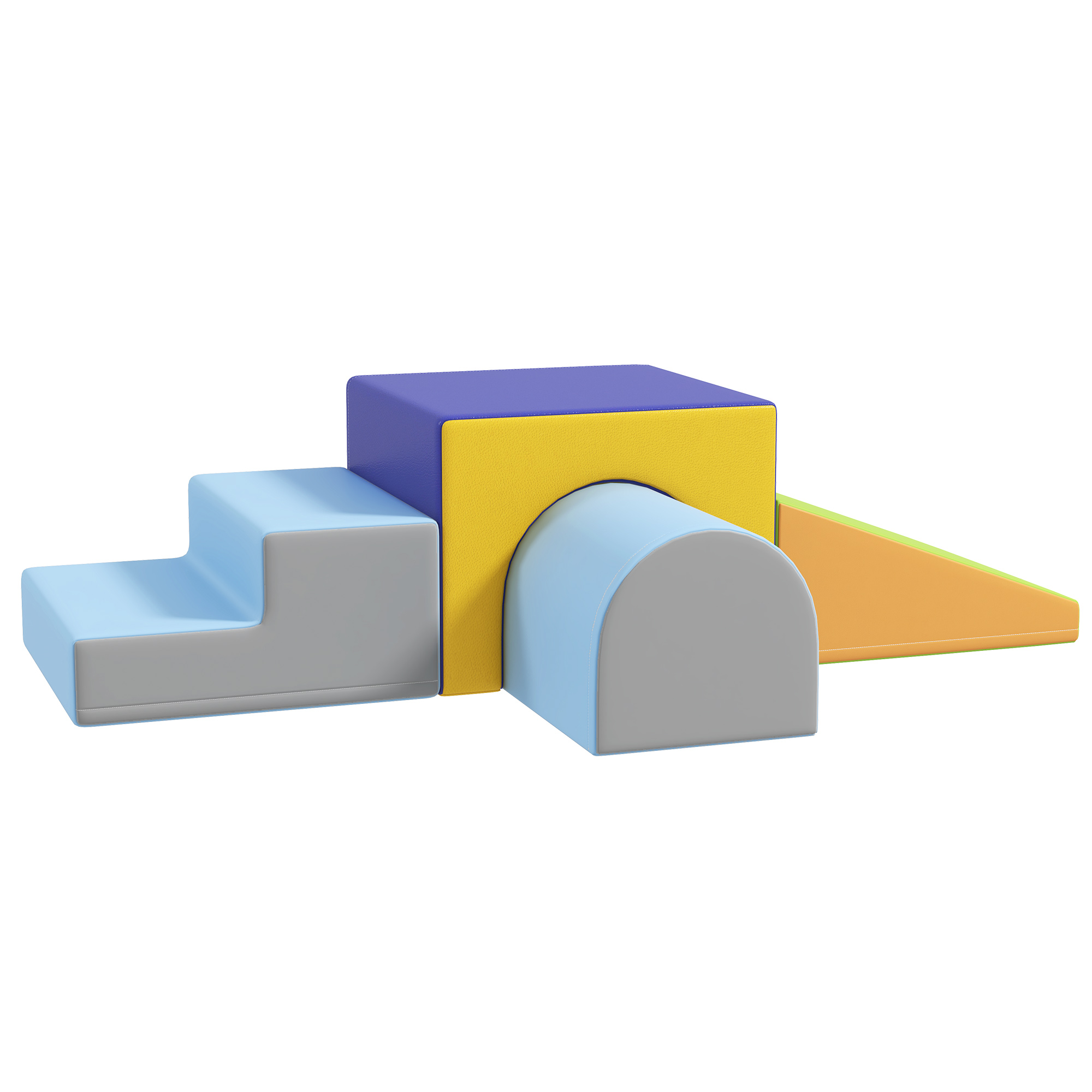 4er Softbaustein-Set zum Klettern und Rutschen, Kunstlederbezug, für Kinder im Alter von 1-3 Jahren, Mehrfarbig