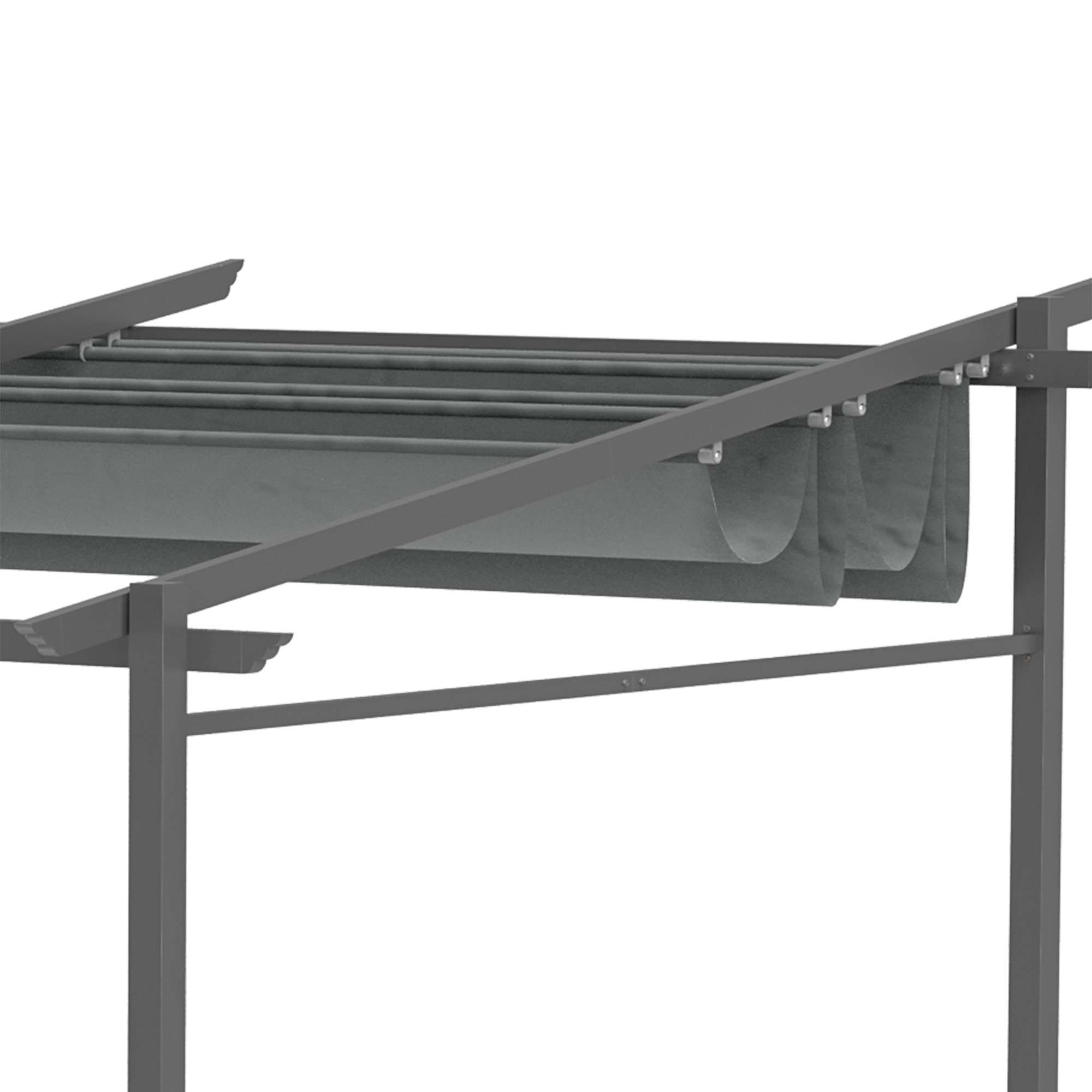 Pergola, inklusive Befestigungsmaterial, ausziehbares Dach, 3,97 m x 2,95 m x 2,3 m, Dunkelgrau