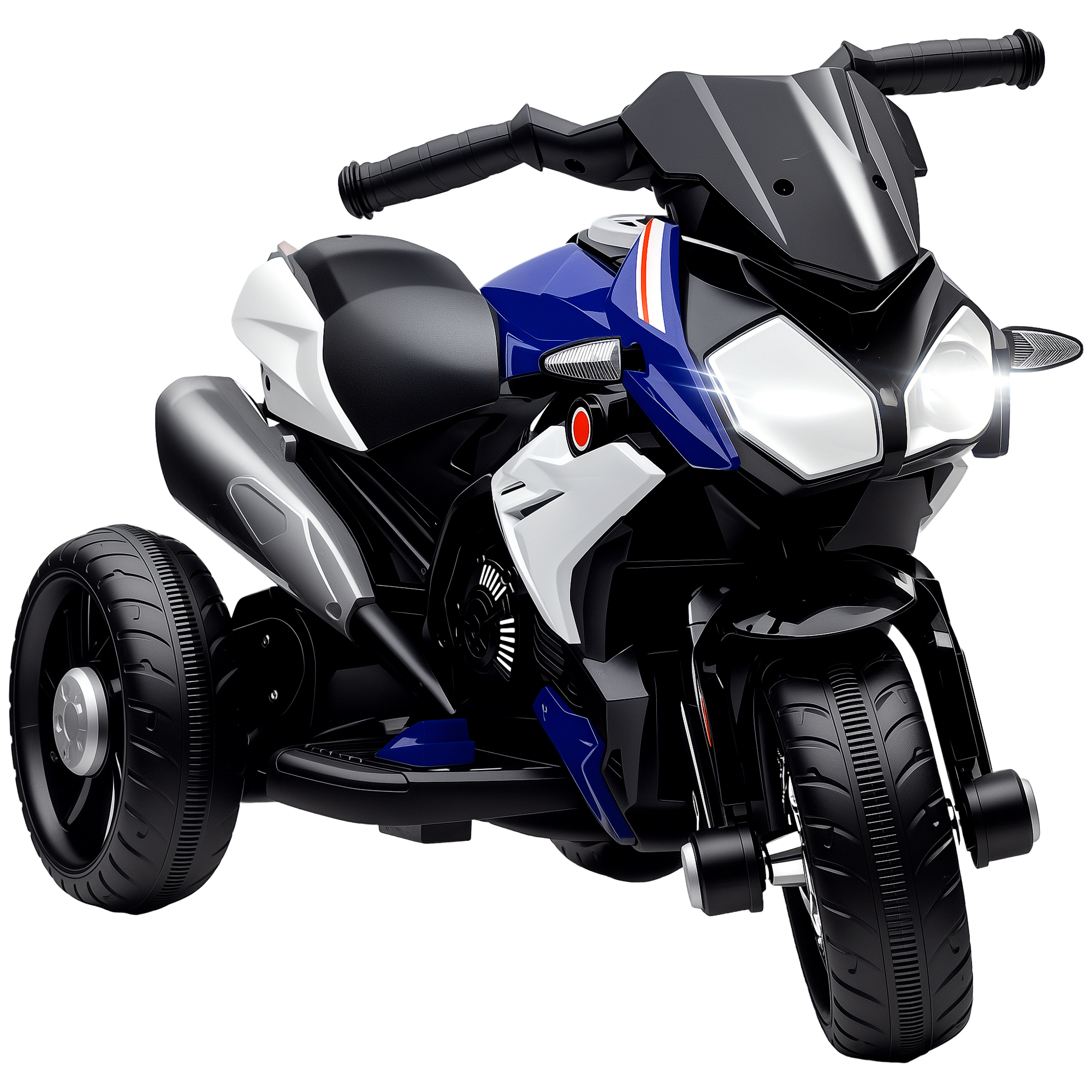 Elektro-Kindermotorrad, Lichter & Geräusche, 3 km/h, wiederaufladbar, Kunststoff & Metall, Blau/Weiß Elektro-Kindermotorrad, Lichter & Geräusche, 3 km/h, wiederaufladbar, Kunststoff & Metall, Blau/Weiß
