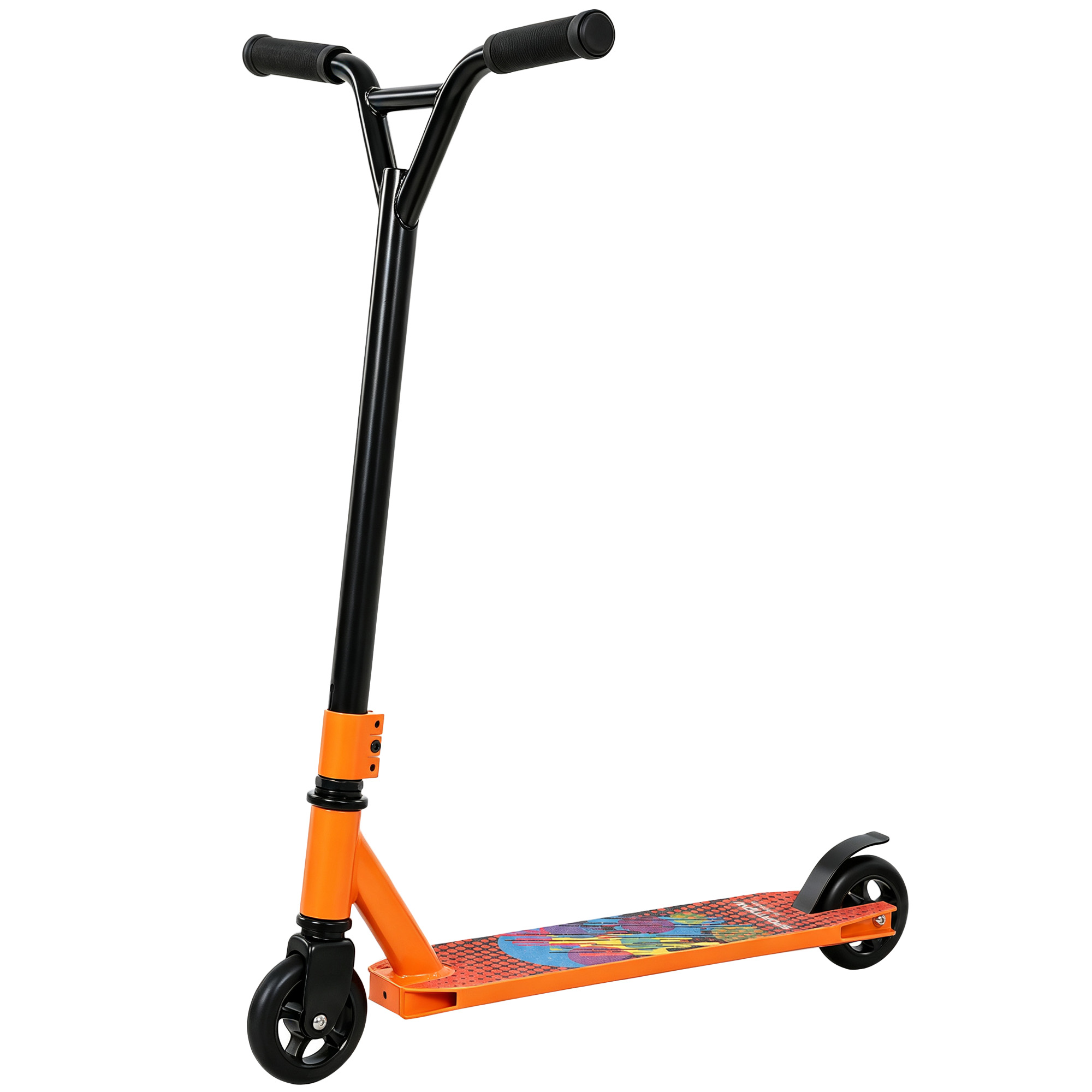 Stunt-Scooter für Erwachsene & Jugendliche, Trick-Scooter mit 100 mm PU-Rollen, 360° Stahl-Y-Lenker, Aluminium-Deck, ABEC-7, Orange