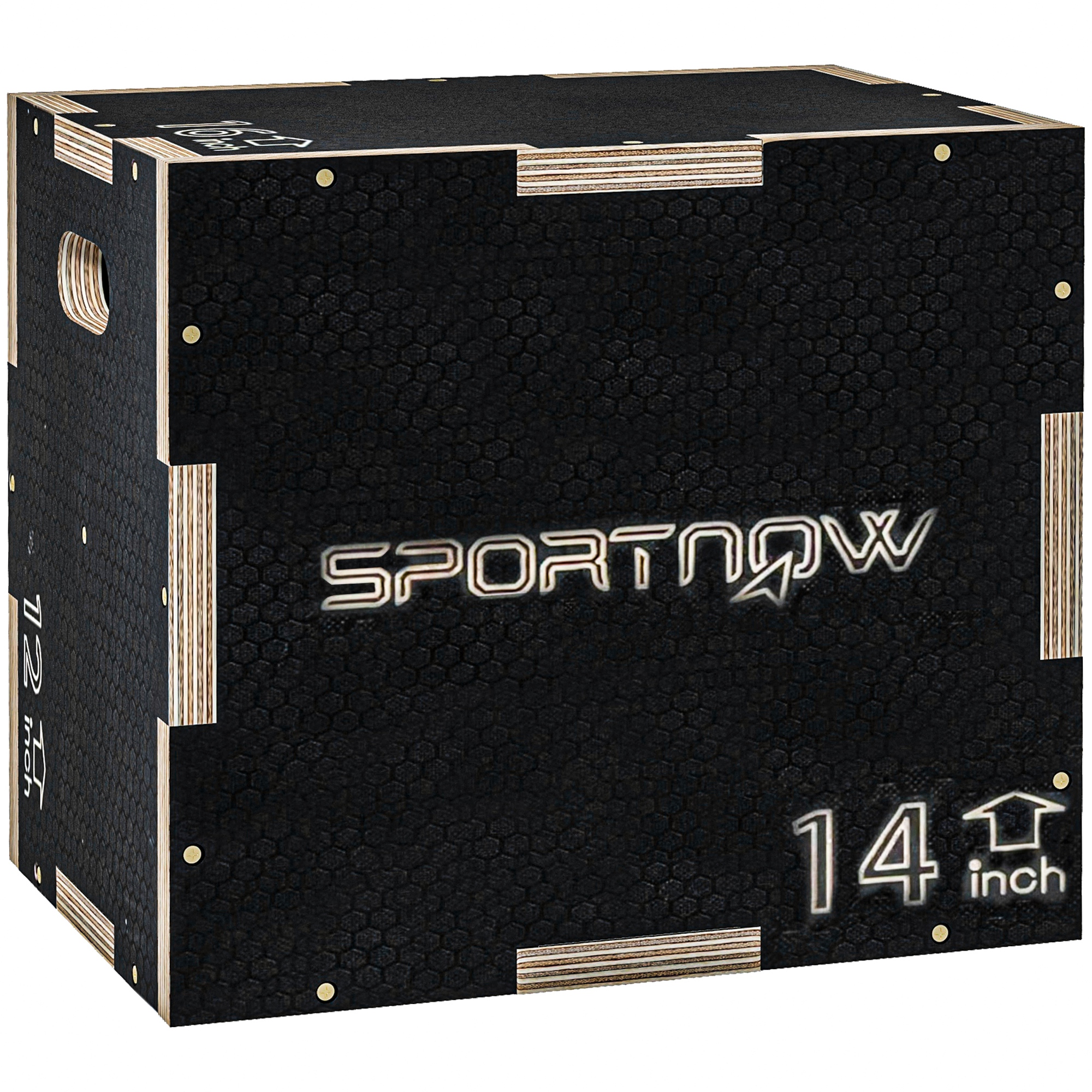 Plyo-Box/Sprungbox, robust, 40,5 x 35,5 x 30,5 cm, Schwarz, Griff 10x3,5 cm, bis 120 kg