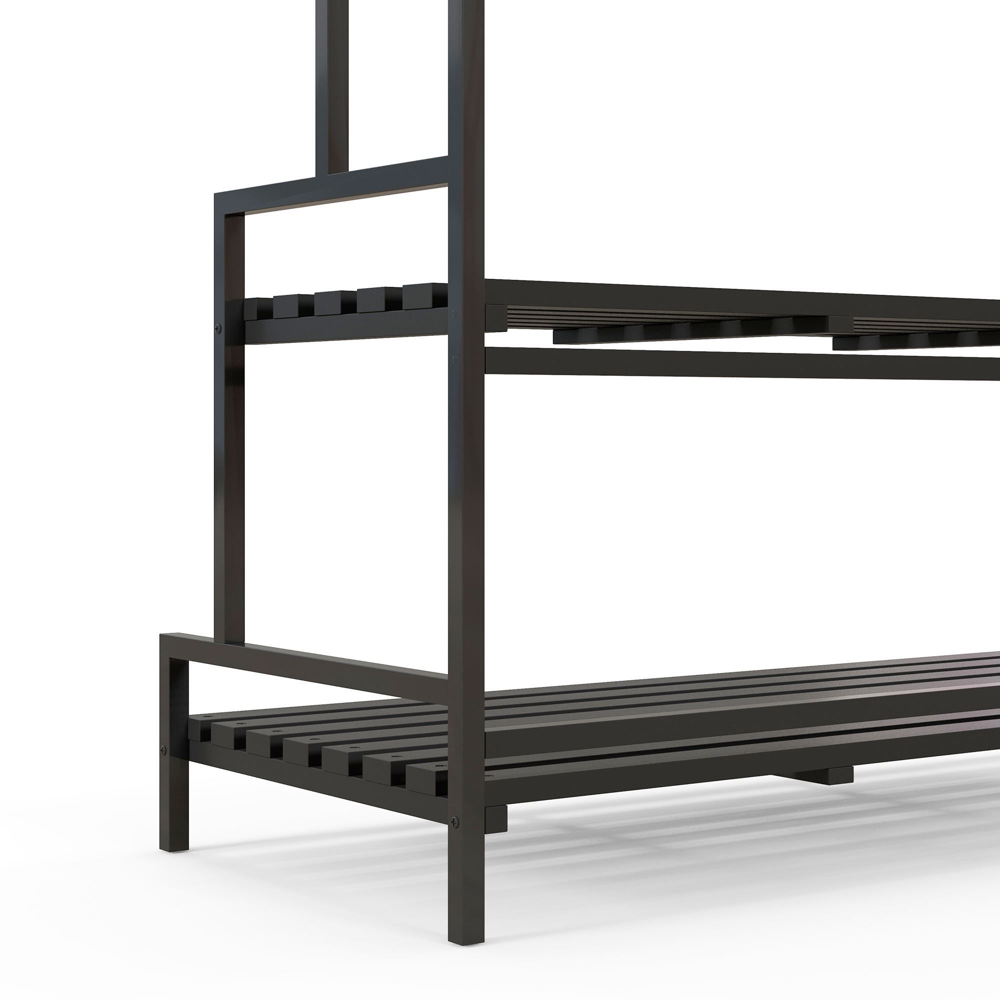 Blumenständer, 3 Etagen, 6 Haken, Indoor & Outdoor, Metallrahmen, 170H x 110L x 50B cm, Schwarz