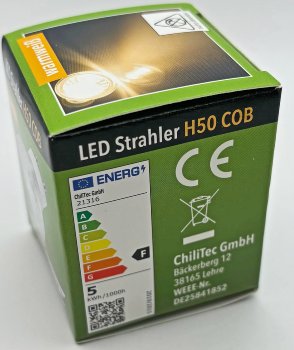 LED Strahler GU10 "H50 COB", 3000k, 440lm, 230V/5W, warmweiß