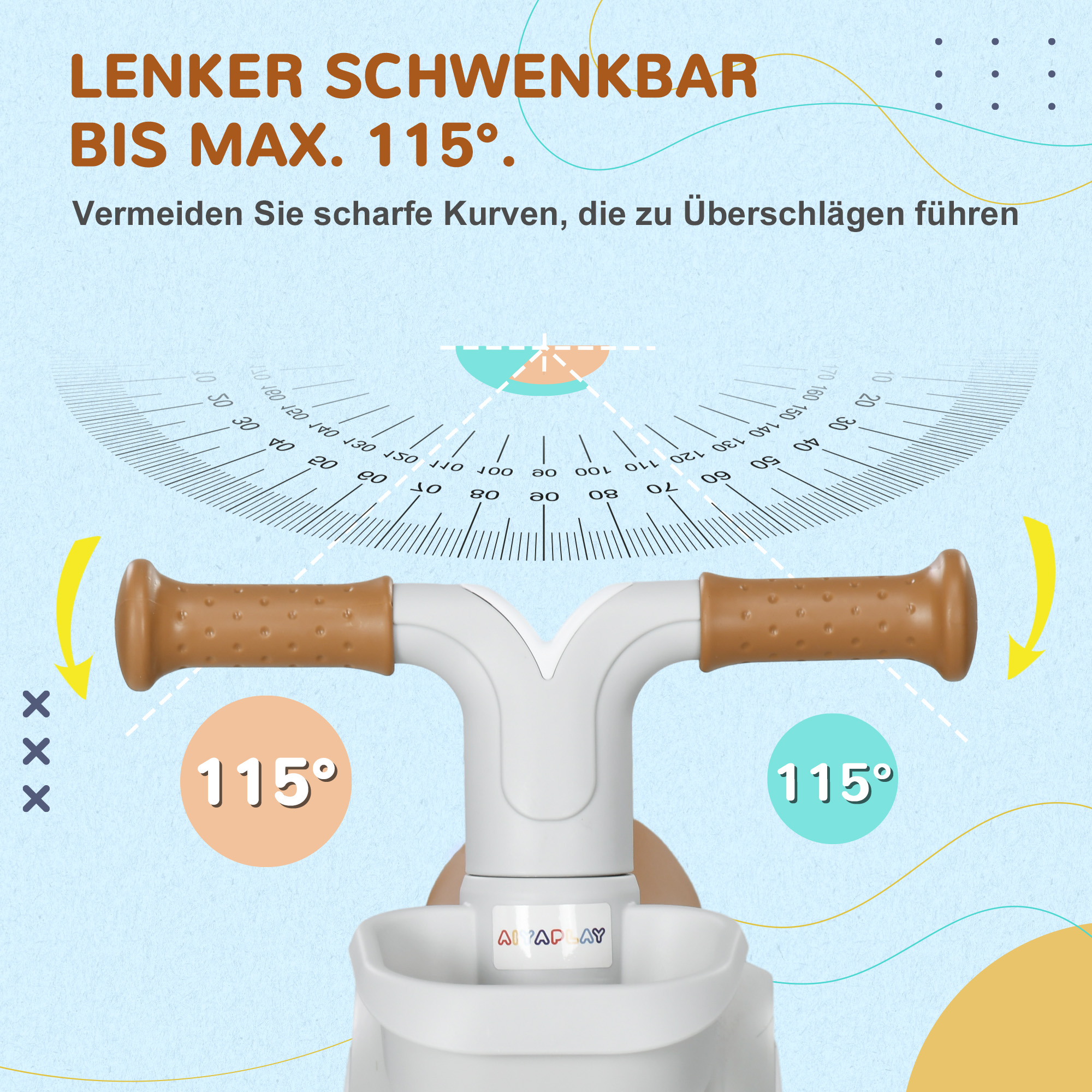 Laufrad, verstellbarer Sitz, Flüsterräder, für 1-3 Jahre, bis 20 kg, Braun/Weiß